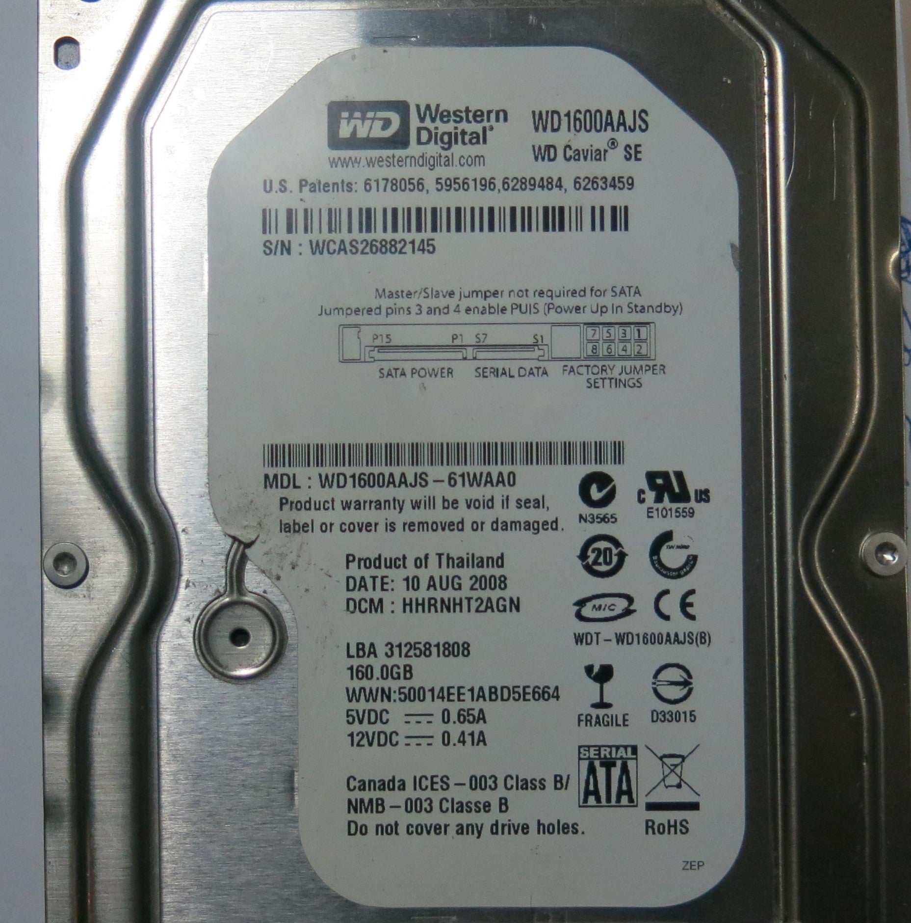 WESTERN DIGITAL WD1600AAJS-61WAA0 2060-701552-003 REV A PCB