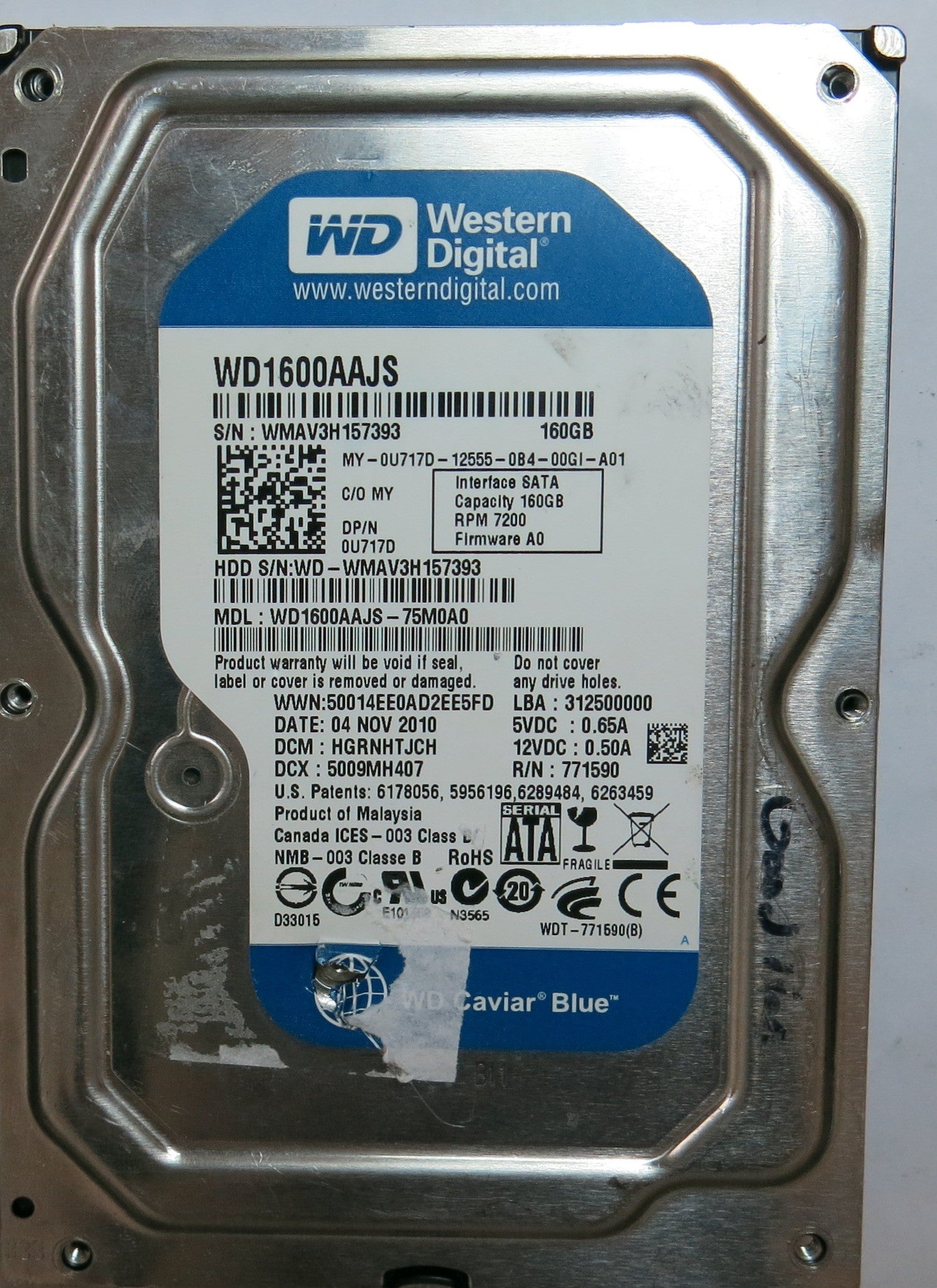 WESTERN DIGITAL WD1600AAJS'75M0A0, DCM 2060-701590-001 REV A,  PCB