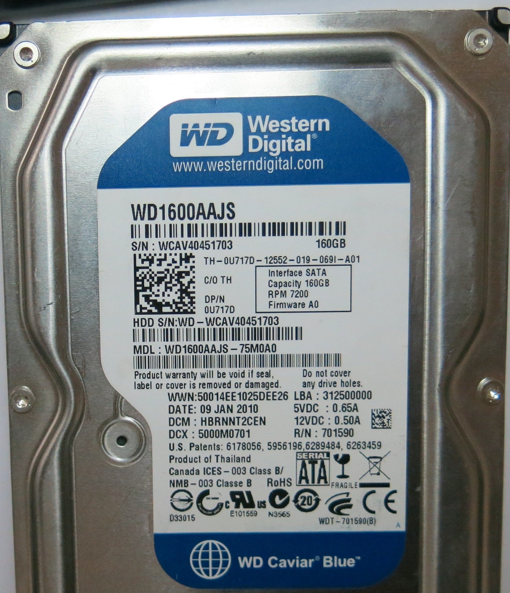 WESTERN DIGITAL WD1600AAJS'75M0A0, DCM 2060-701590-001 REV A,  PCB