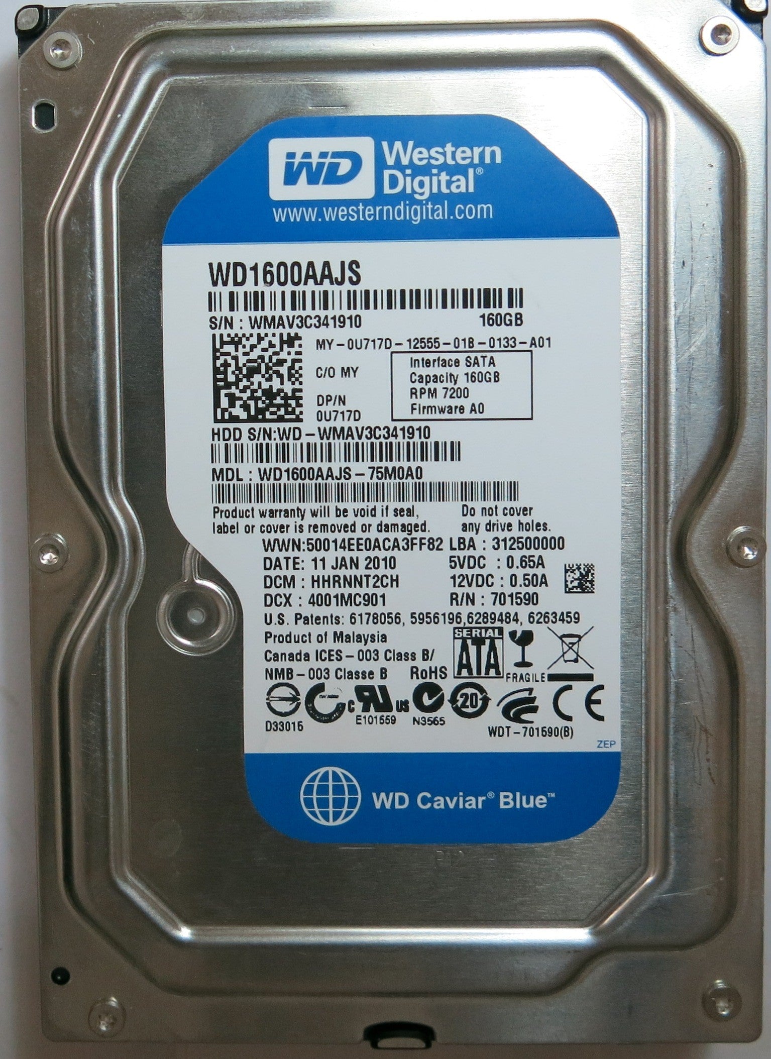 WESTERN DIGITAL WD1600AAJS'75M0A0, DCM 2060-701590-001 REV A,  PCB