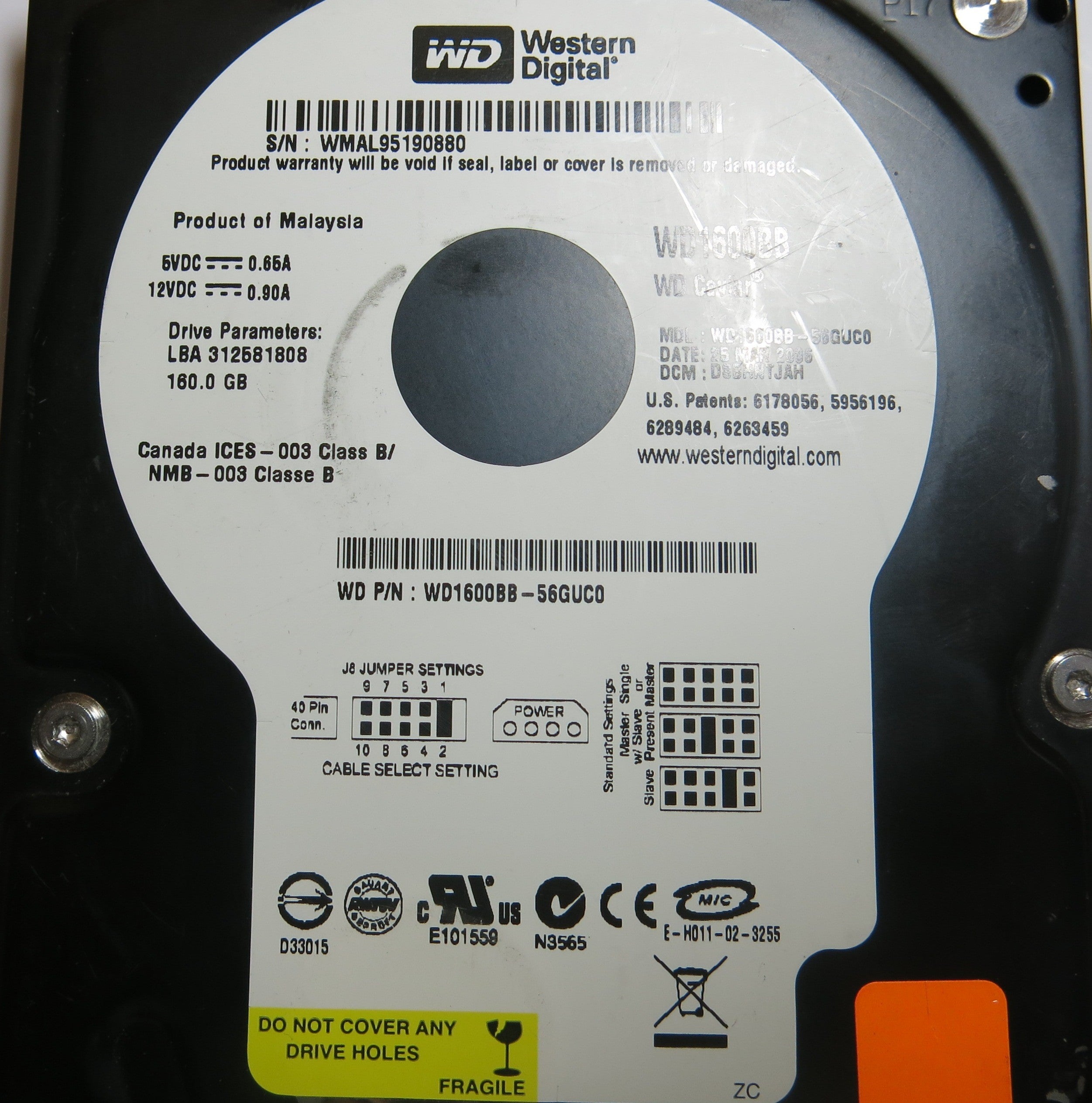WESTERN DIGITAL WD1600BB-56GUC0 2060-701292-001 REV A PCB