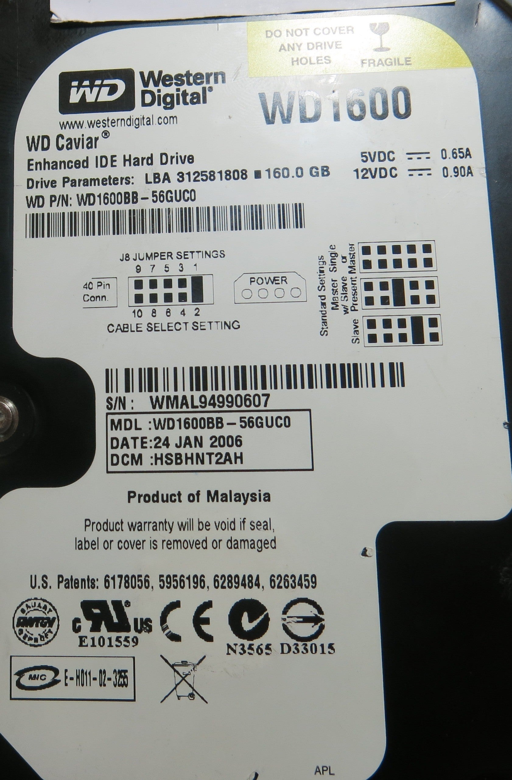 WESTERN DIGITAL WD1600BB-56GUC0 2060-701292-001 REV A PCB