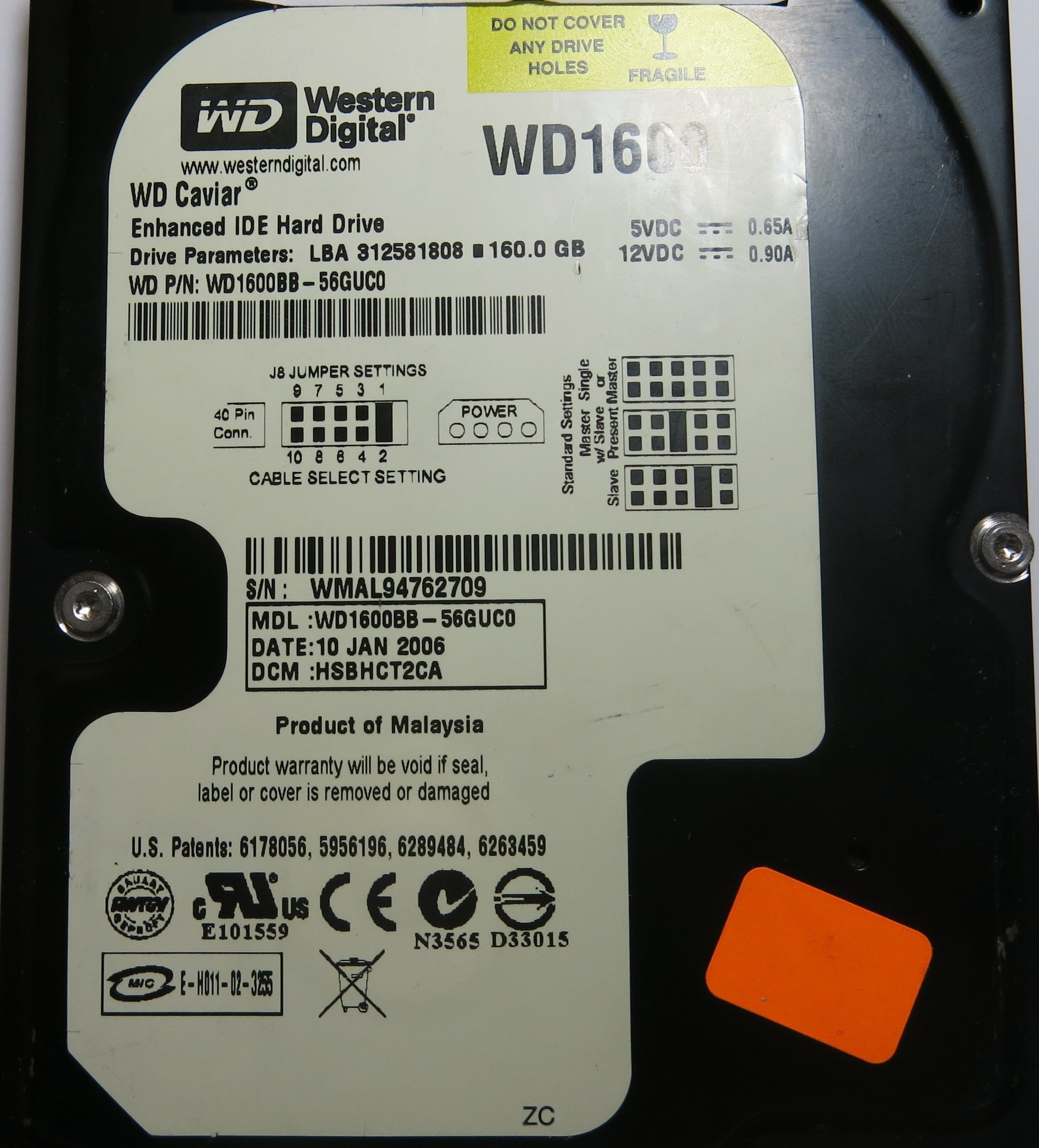 WESTERN DIGITAL WD1600BB-56GUCO 2060-701266-001 REV A PCB