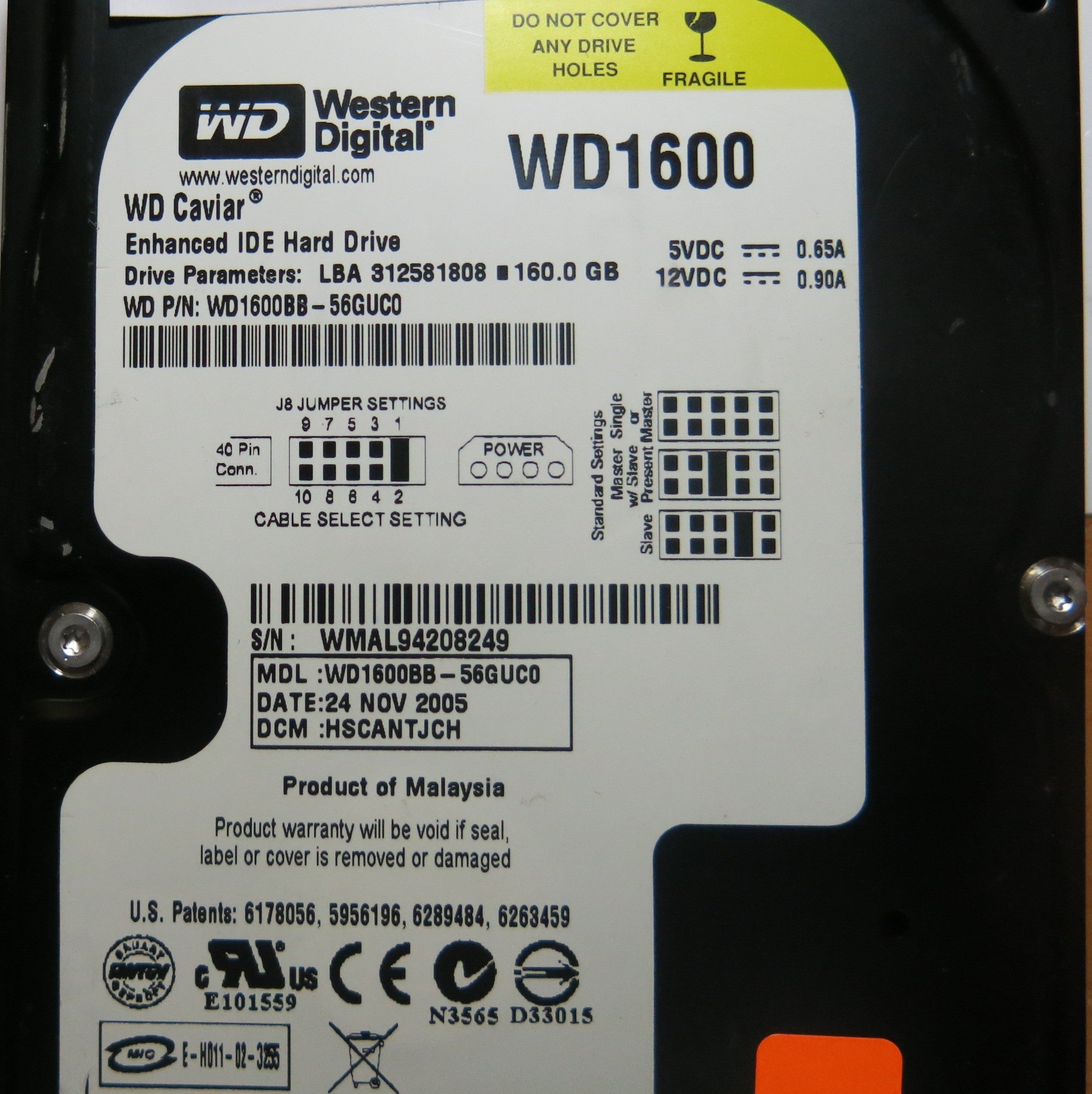 WESTERN DIGITAL WD1600BB-56GUCO 2060-701266 REV A PCB