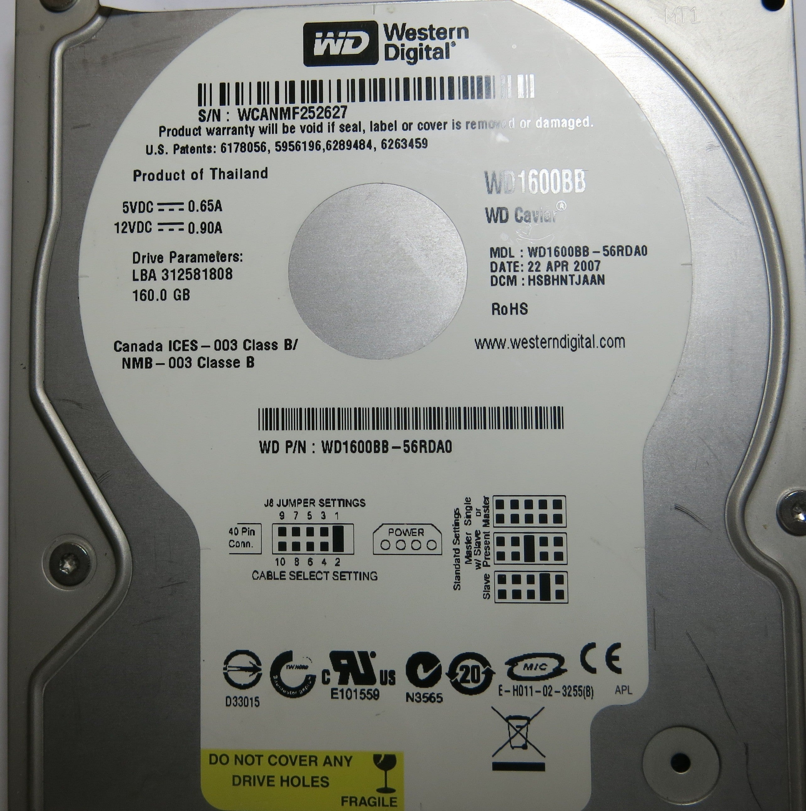 WESTERN DIGITAL WD1600BB-56RDA0 2060-701292-002 PCB