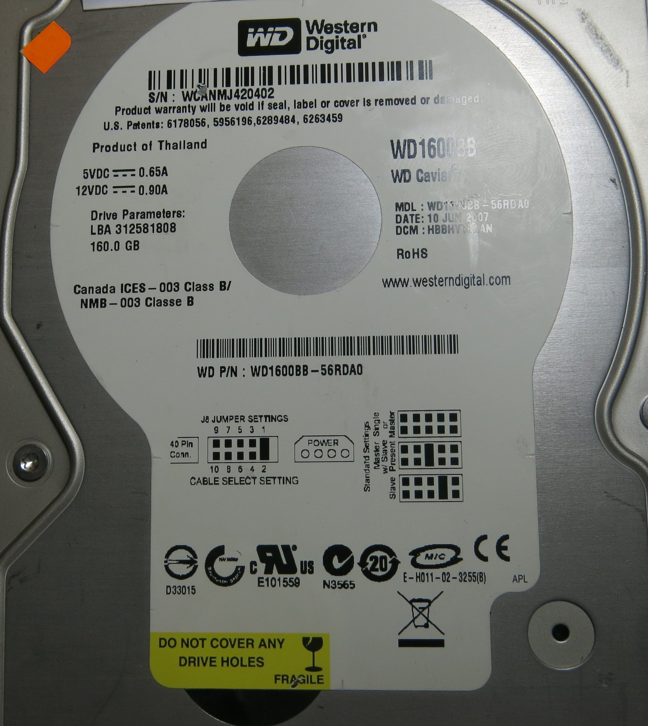 WESTERN DIGITAL WD1600BB-56RDA0 2060-701292-002 PCB
