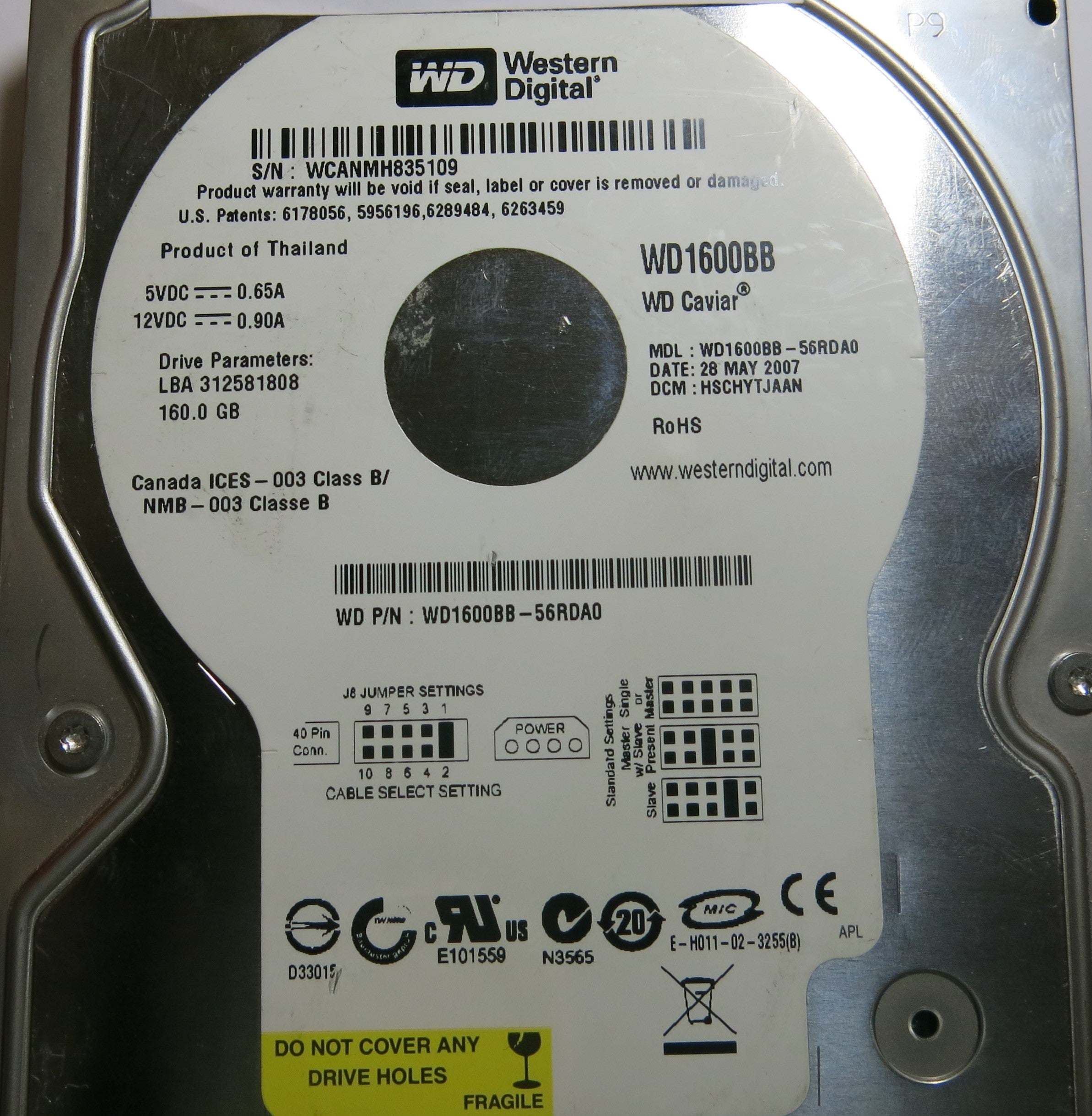 WESTERN DIGITAL WD1600BB-56RDA0 2060-701292-002 REV A PCB