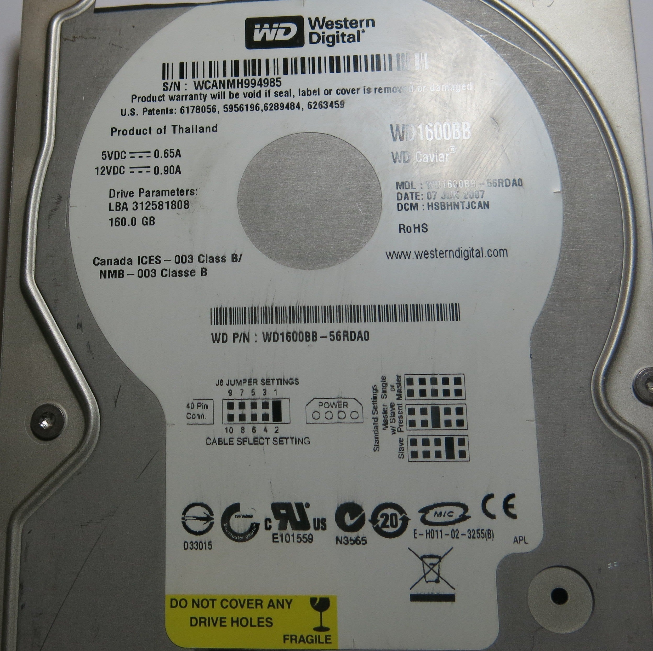 WESTERN DIGITAL WD1600BB-56RDA0 2060-701292-002 REV A PCB
