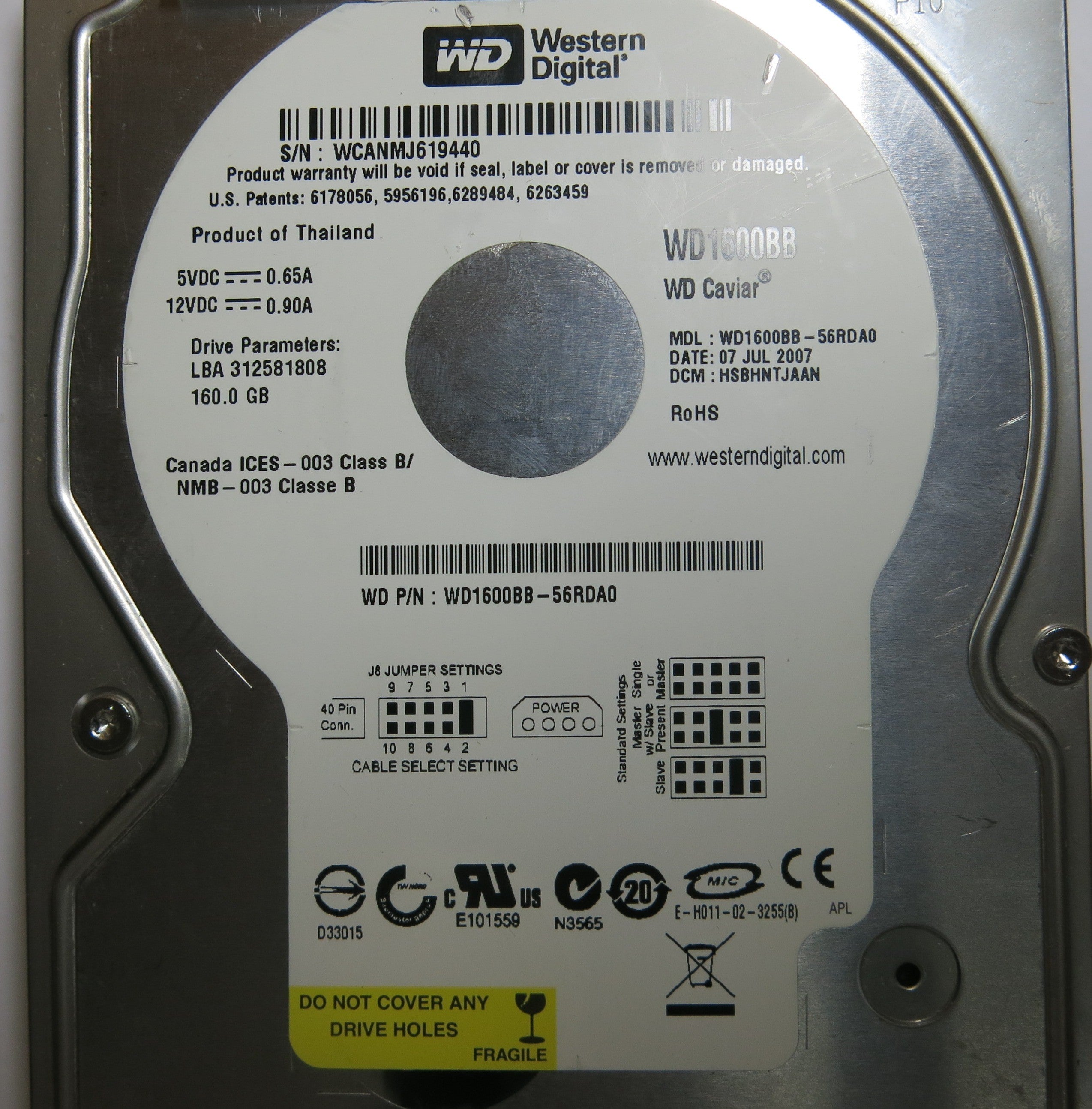 WESTERN DIGITAL WD1600BB-56RDA0 2060-701292-002 REV A PCB