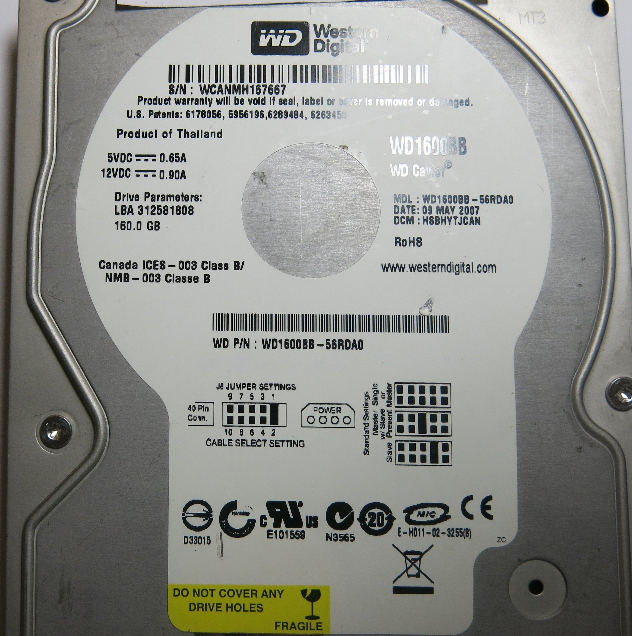 WESTERN DIGITAL WD1600BB-56RDA0 2060-701292-002 REV A PCB