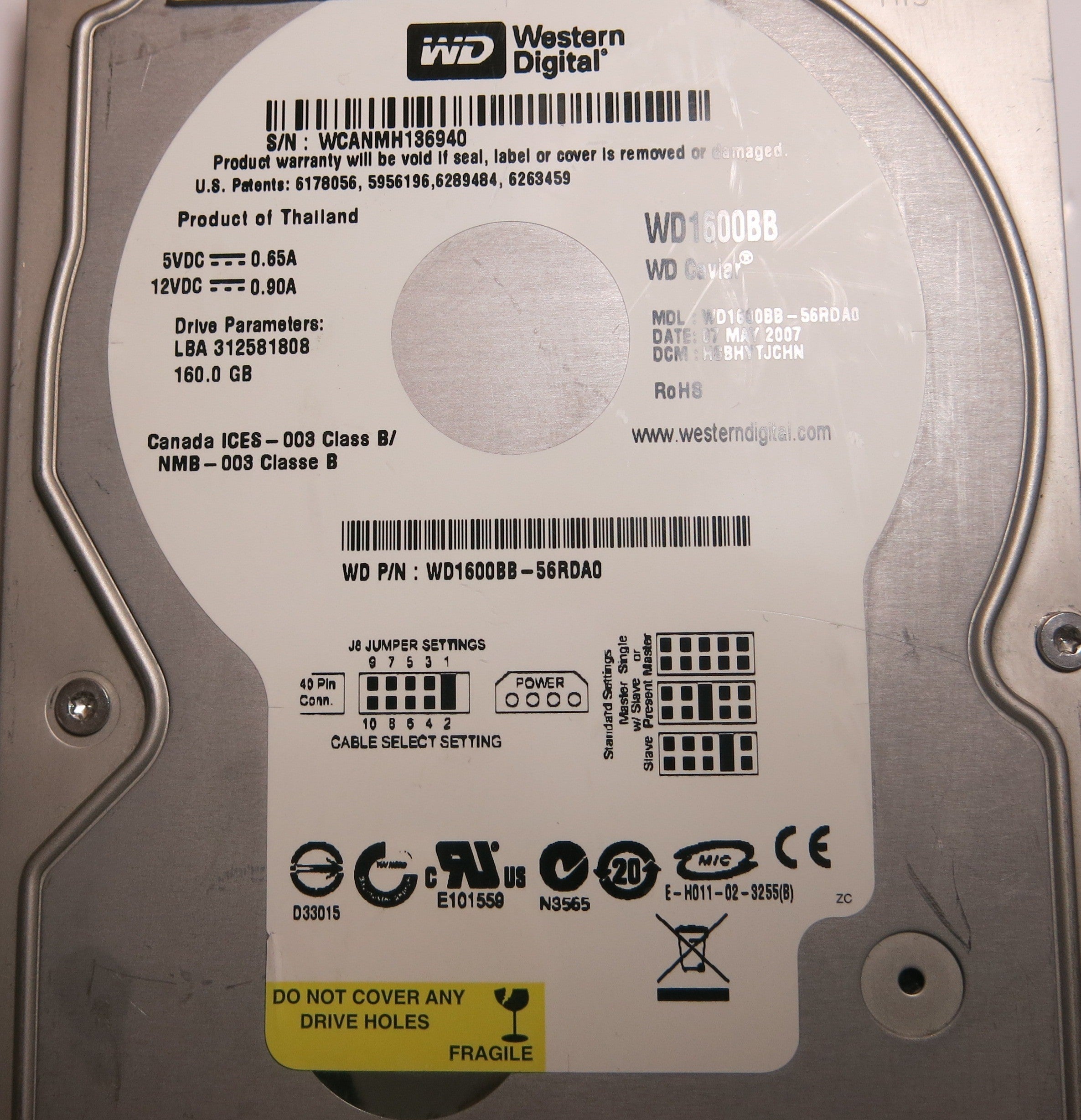 WESTERN DIGITAL WD1600BB-56RDA0 2060-701292-002 REV A PCB
