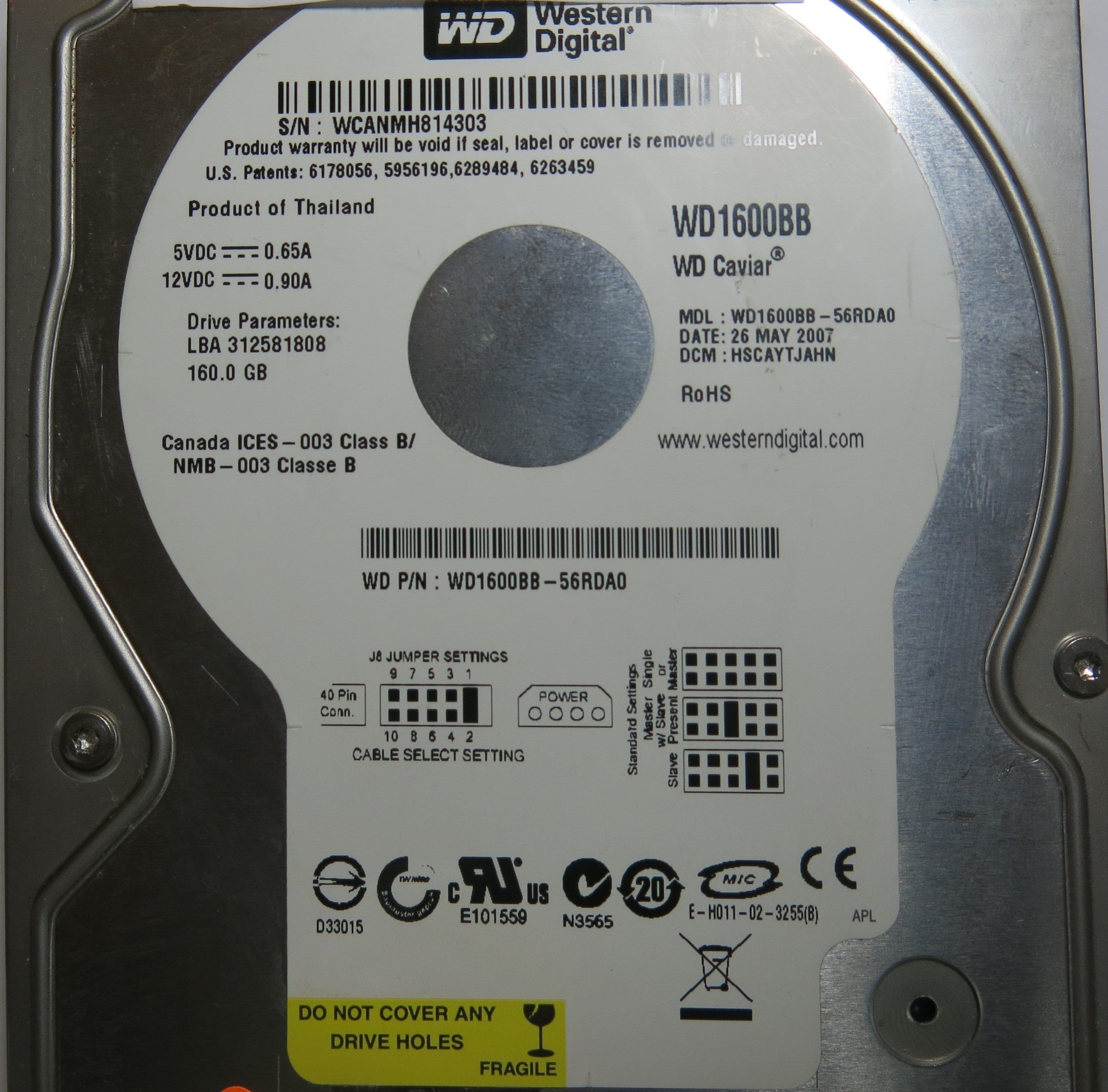 WESTERN DIGITAL WD1600BB-56RDA0 2060-701292-002 REV A PCB