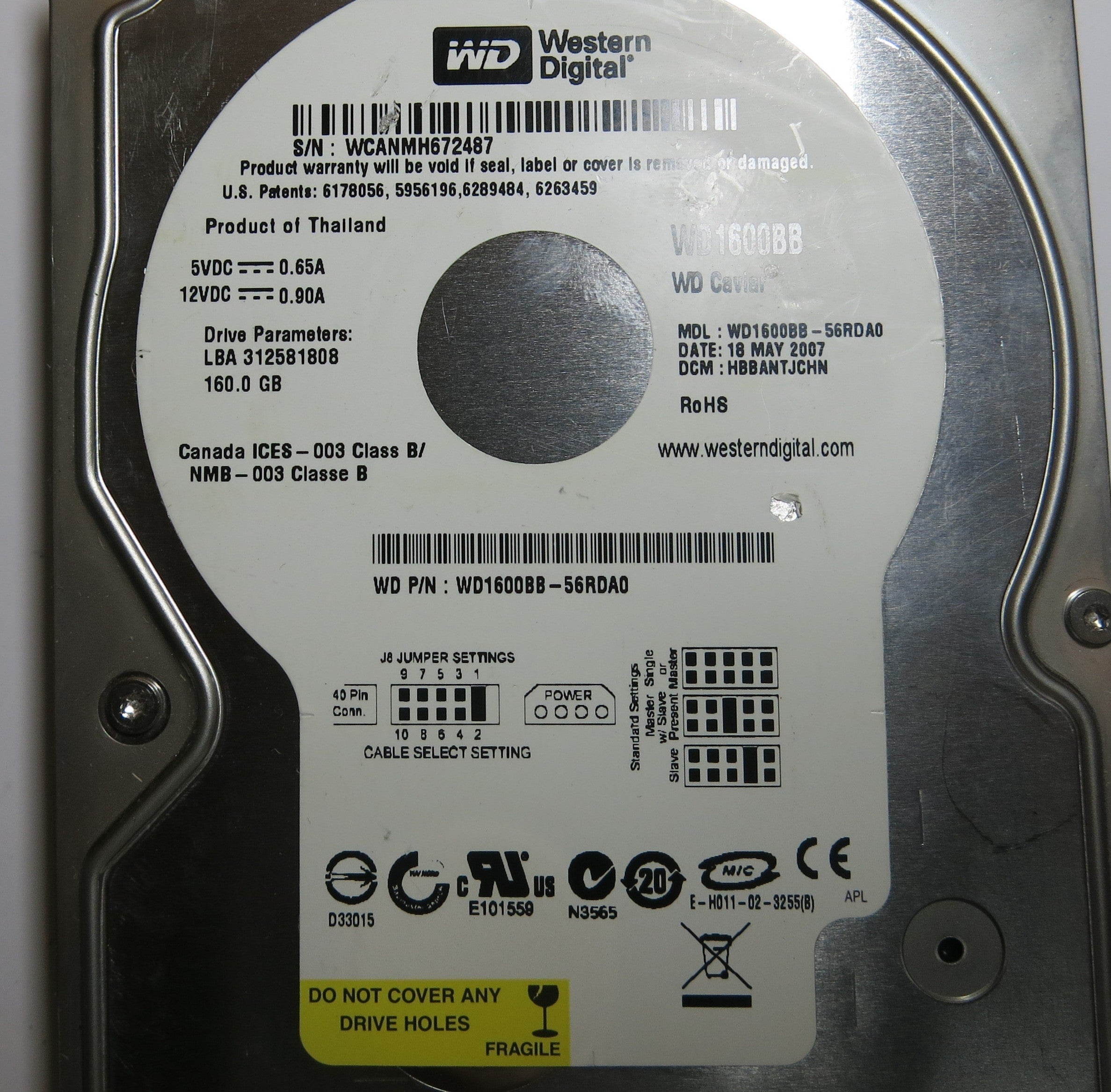 WESTERN DIGITAL WD1600BB-56RDA0 2060-701292-002 REV A PCB