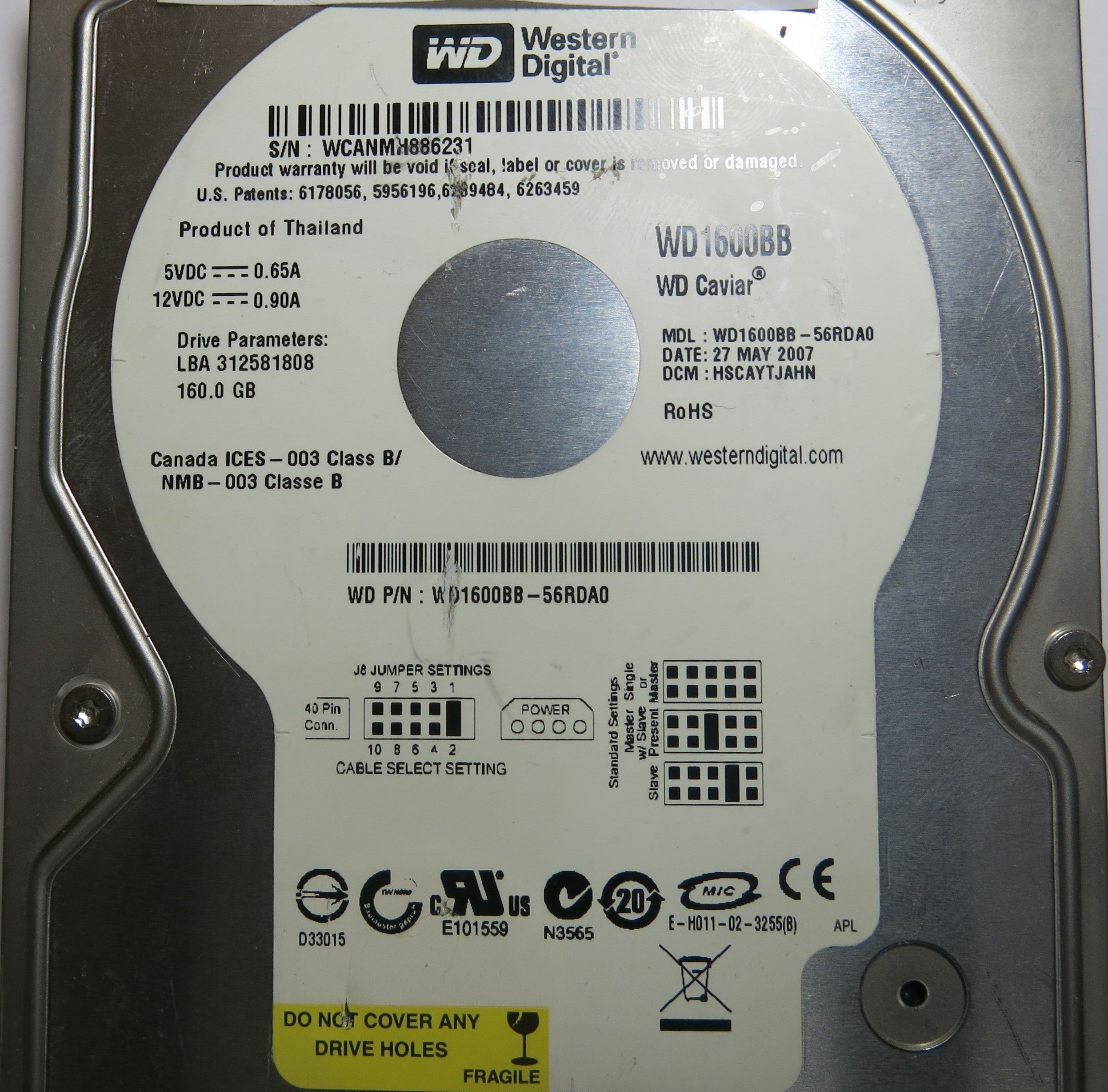 WESTERN DIGITAL WD1600BB-56RDA0 2060-701292-002 REV A PCB