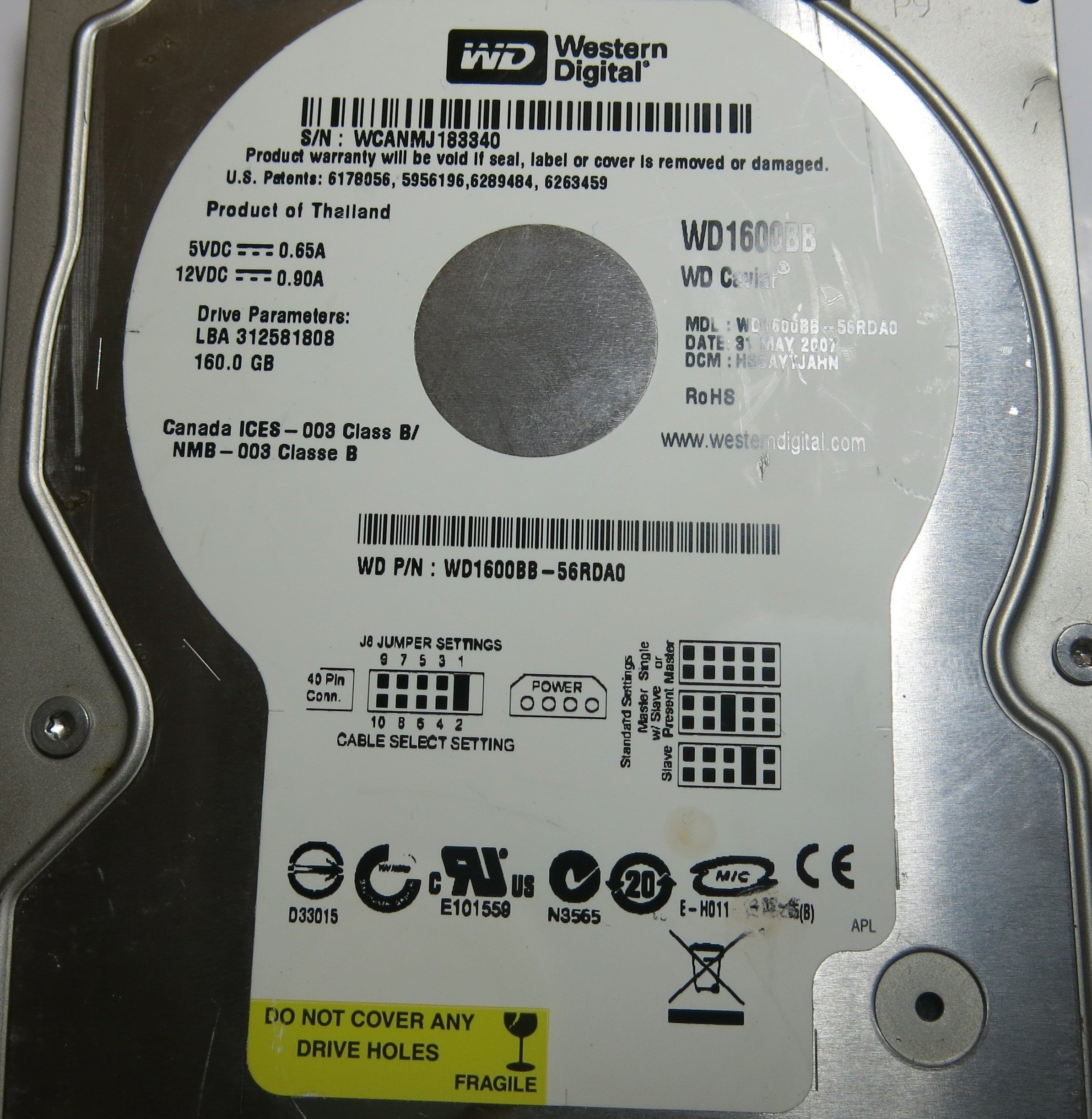 WESTERN DIGITAL WD1600BB-56RDA0 2060-701292-002 REV A PCB