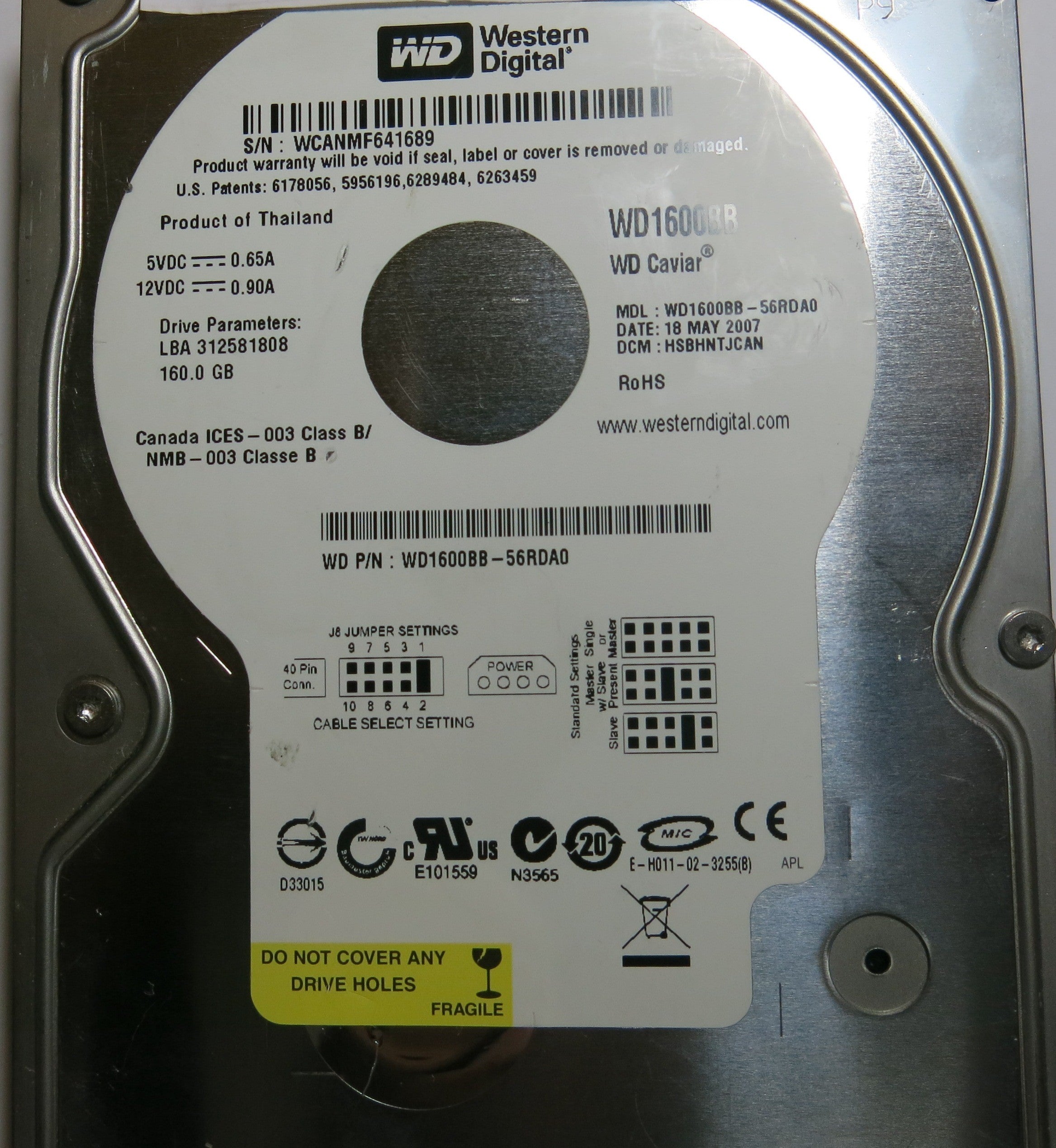 WESTERN DIGITAL WD1600BB-56RDA0 2060-701292-002 REV A PCB