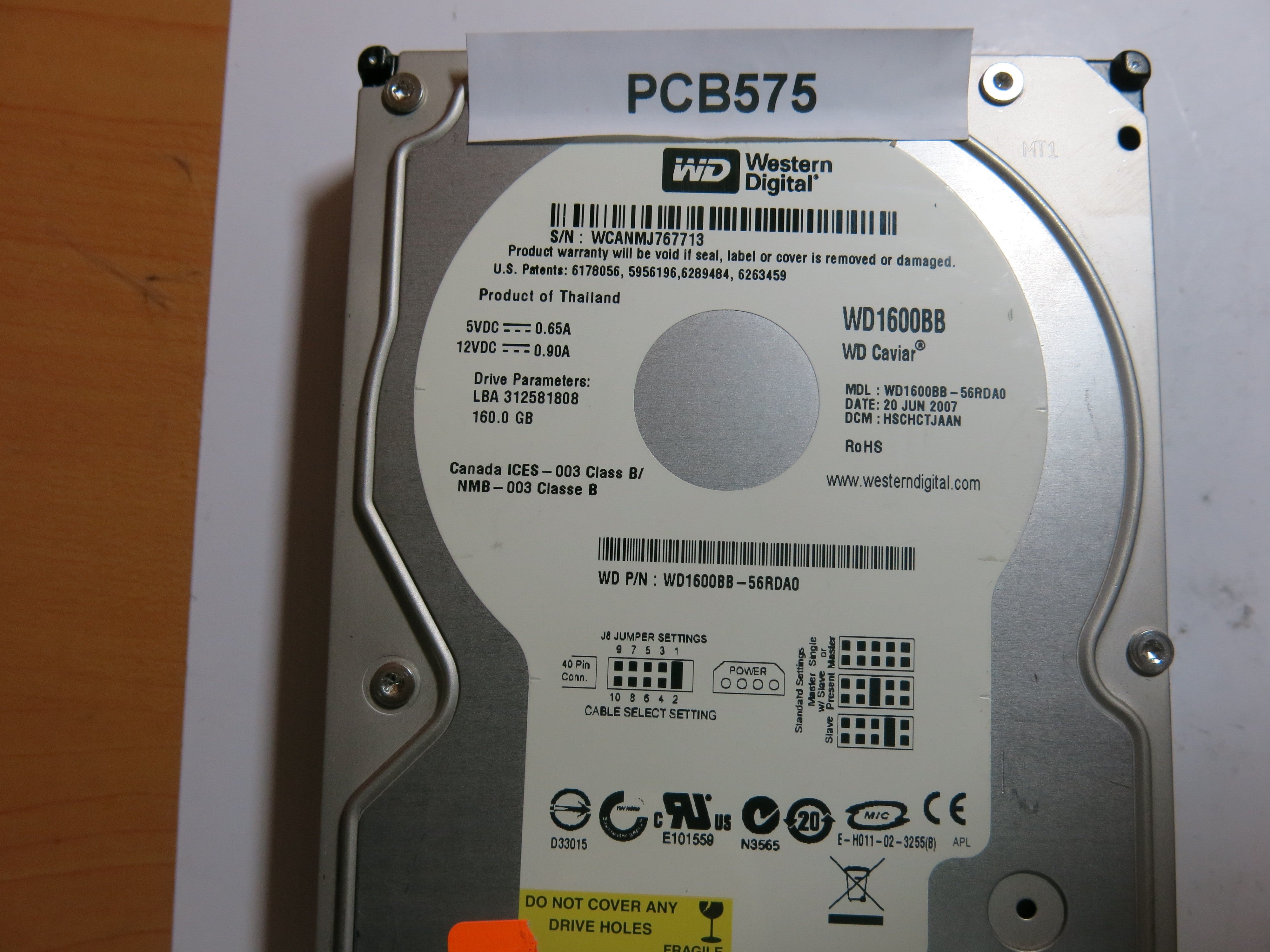 WESTERN DIGITAL WD1600BB-56RDA0 2060-701292 002 REV A PCB