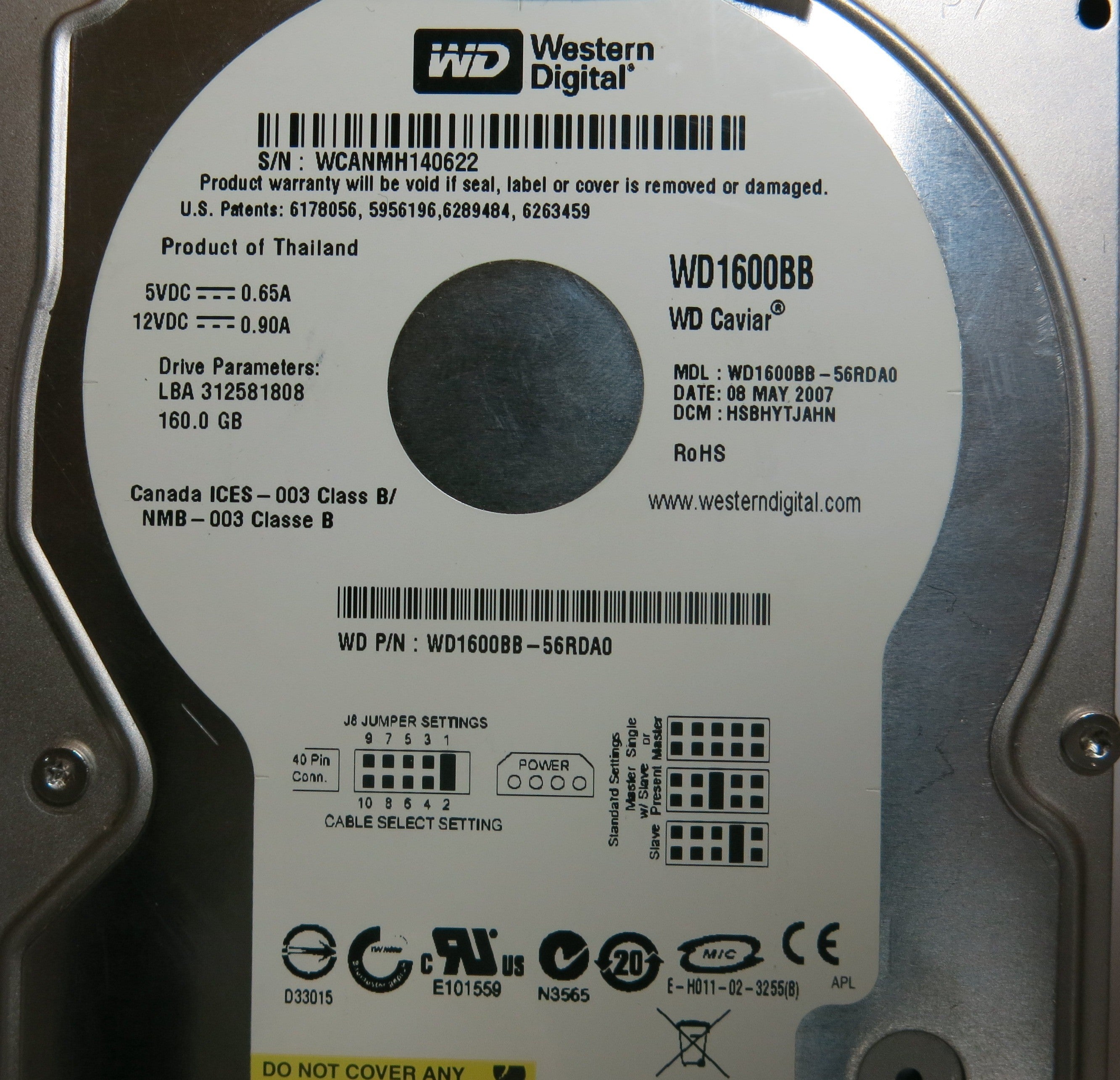 WESTERN DIGITAL WD1600BB-56RDA0 2060-701292-002 REV A PCB