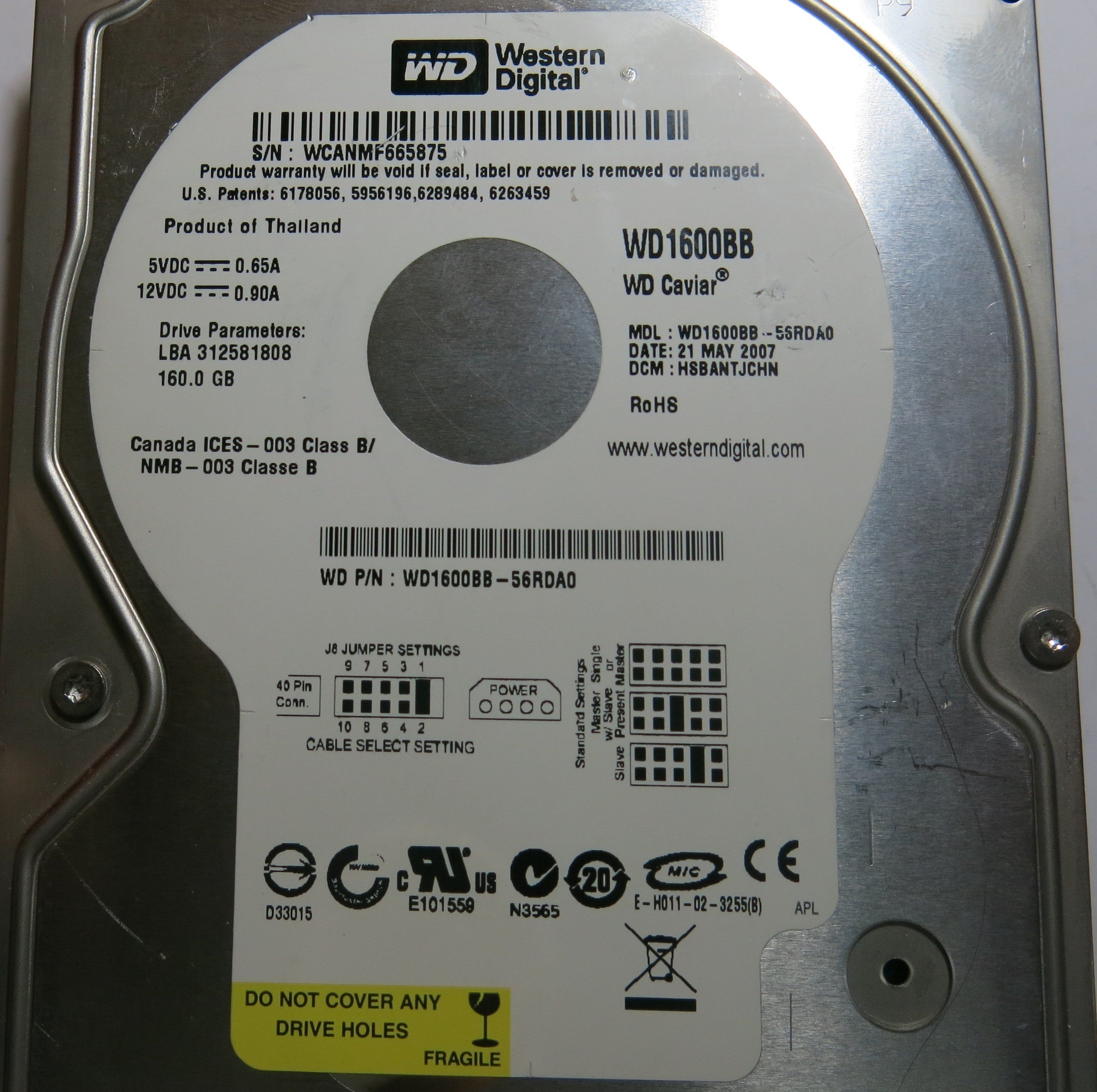 WESTERN DIGITAL WD1600BB-56RDA0 2060-701292-002 REV A PCB