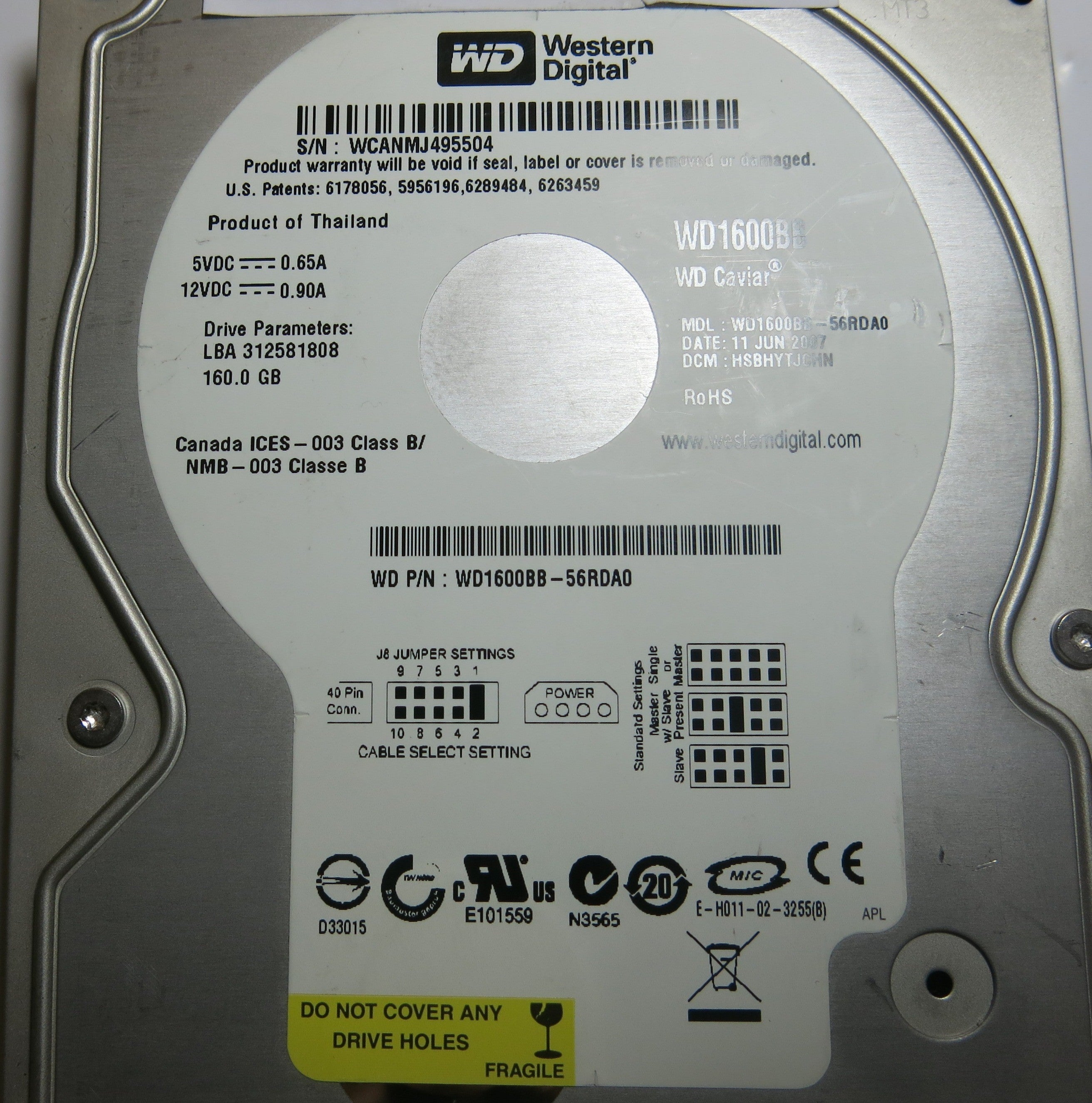 WESTERN DIGITAL WD1600BB-56RDA0 2060-701292-002 REVA PCB
