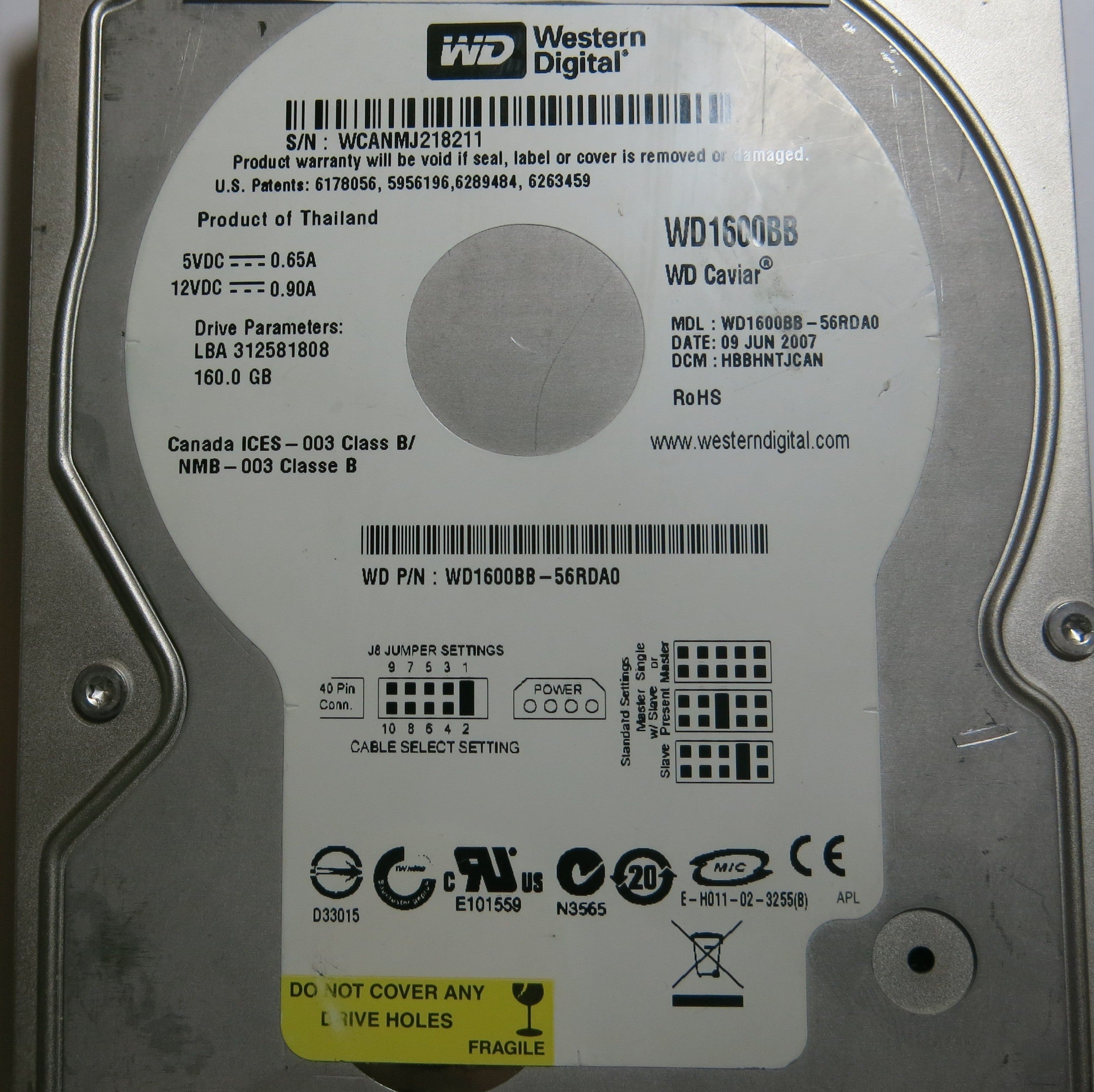 WESTERN DIGITAL WD1600BB-6RDA0 2060-701292-002 REV A PCB