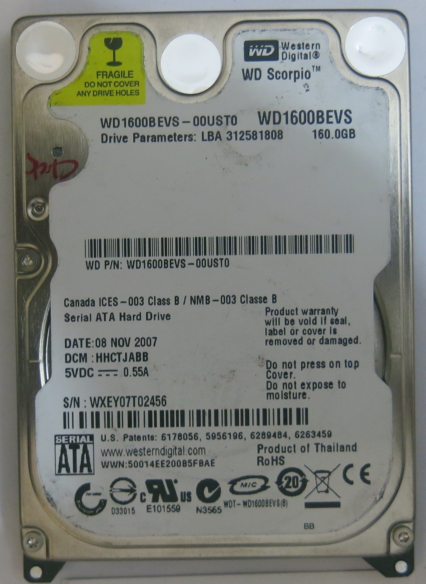 WESTERN DIGITAL WD1600BEVS-00UST0 2060-701499-000 REV A PCB