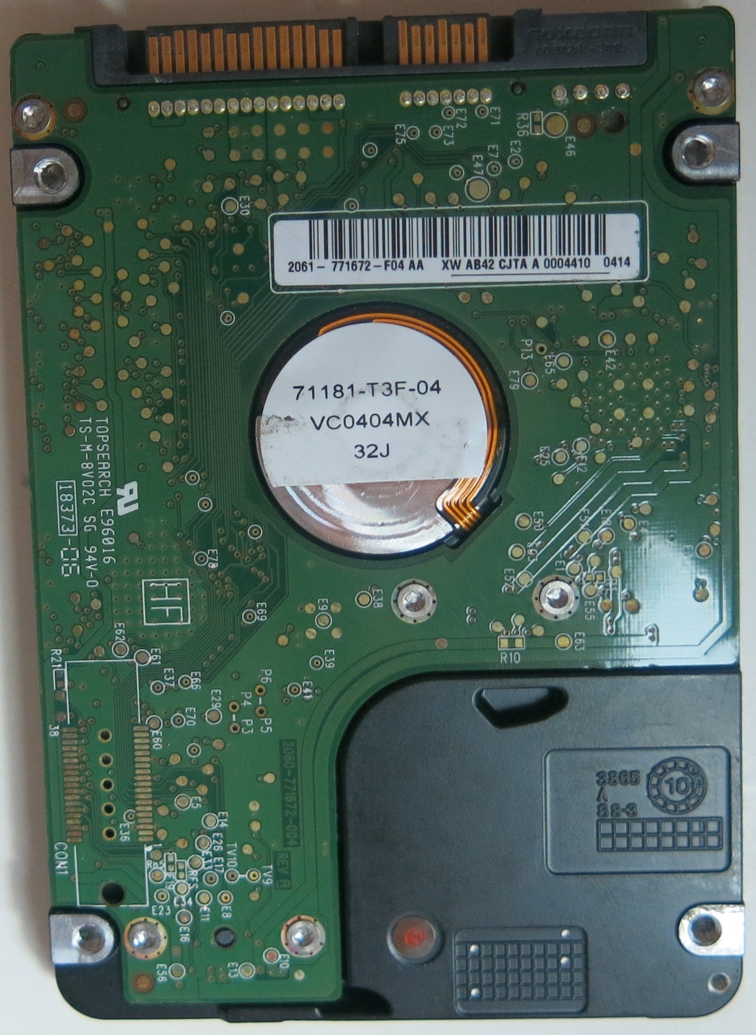 WD1600BEVT-75A23T0 PCB: 2060-771672-004 REV A SERIAL NUMBER: WXR1A30N1718 DCM HEBTJHB 160GB