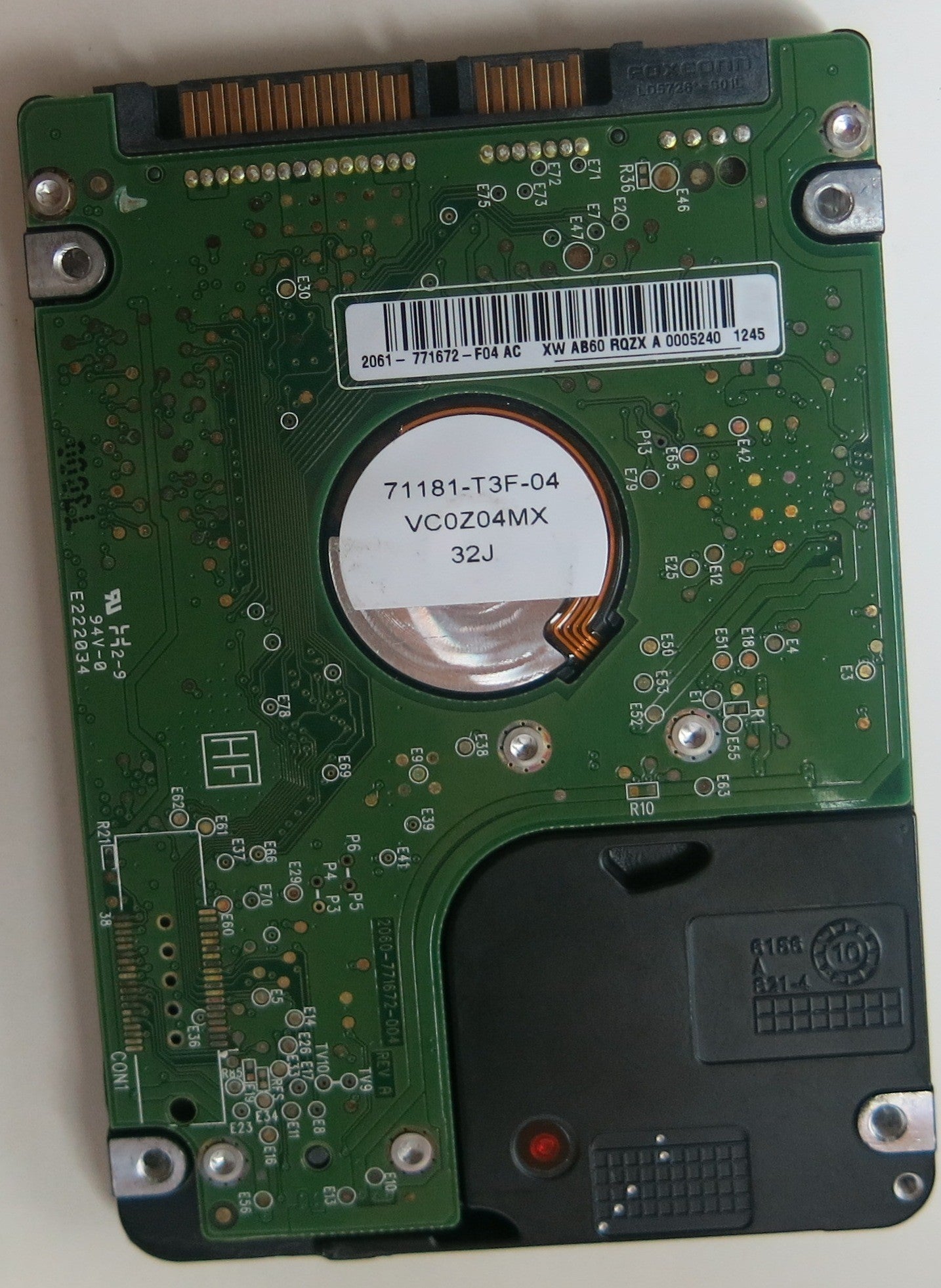 WD1600BEVT-75A23T0 PCB: 2060-771672-004 REV A SERIAL NUMBER: WX21AC075618 DCM HHMTJAB 160GB