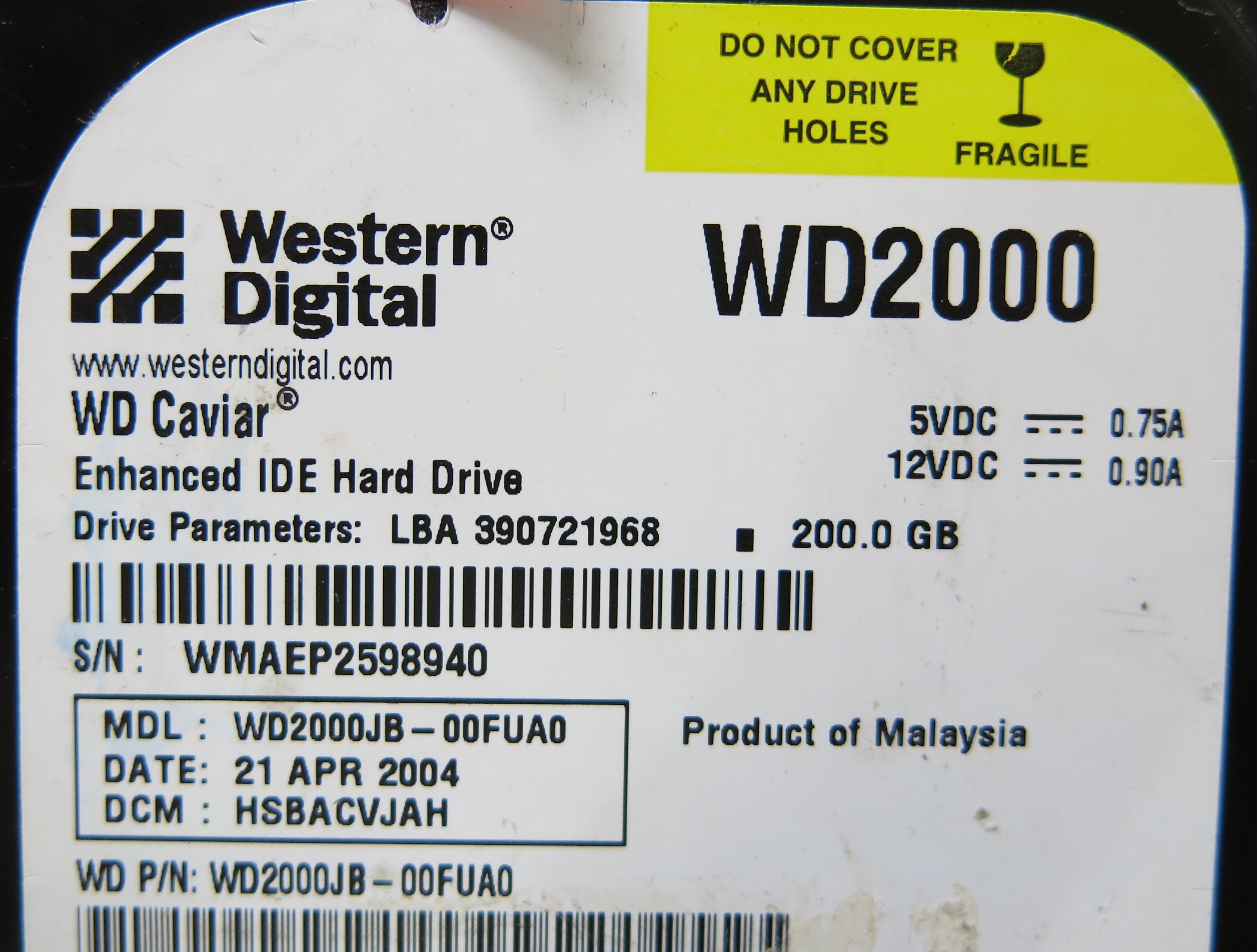 WESTERN DIGITAL WD2000JB-00FUA0 2060-001179-003 REV A PCB