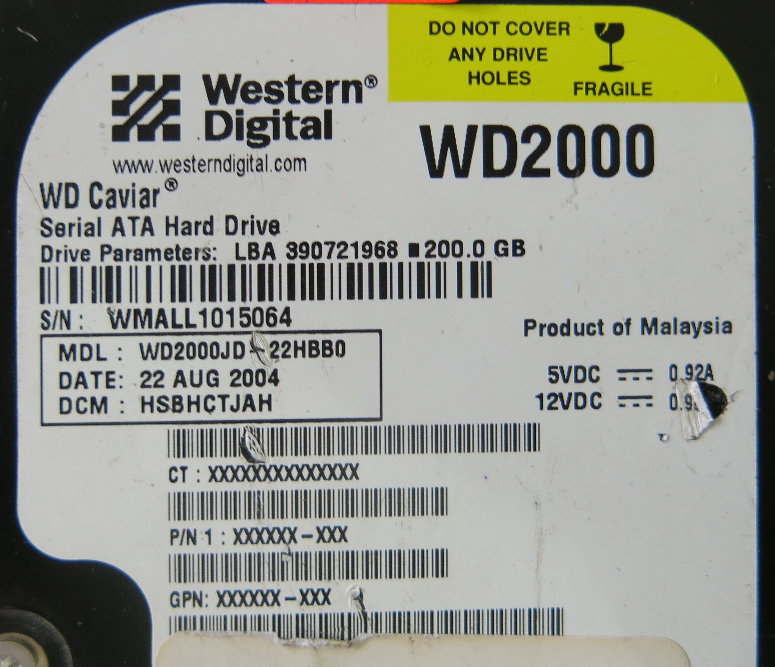 WESTERN DIGITAL WD2000JD-22HBB0 2060-001267-001 REV A PCB