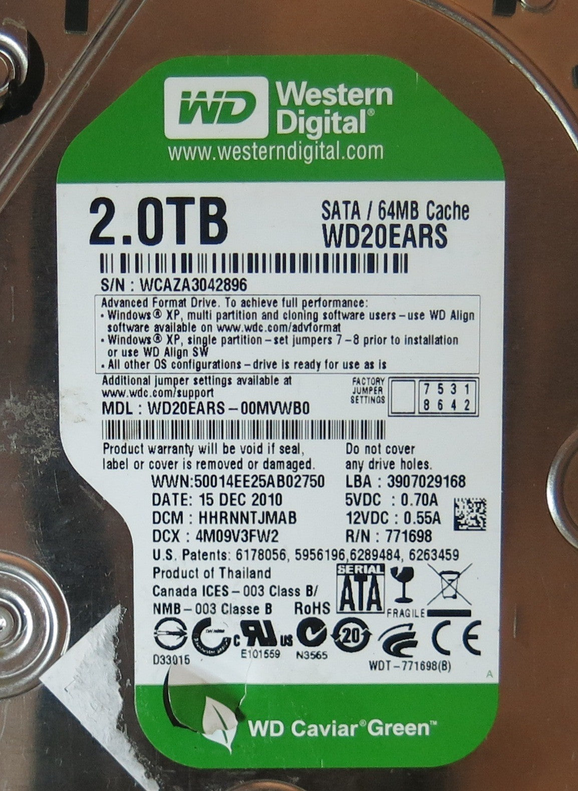 WESTERN DIGITAL WD20EARS'00MVWB0,  PCB