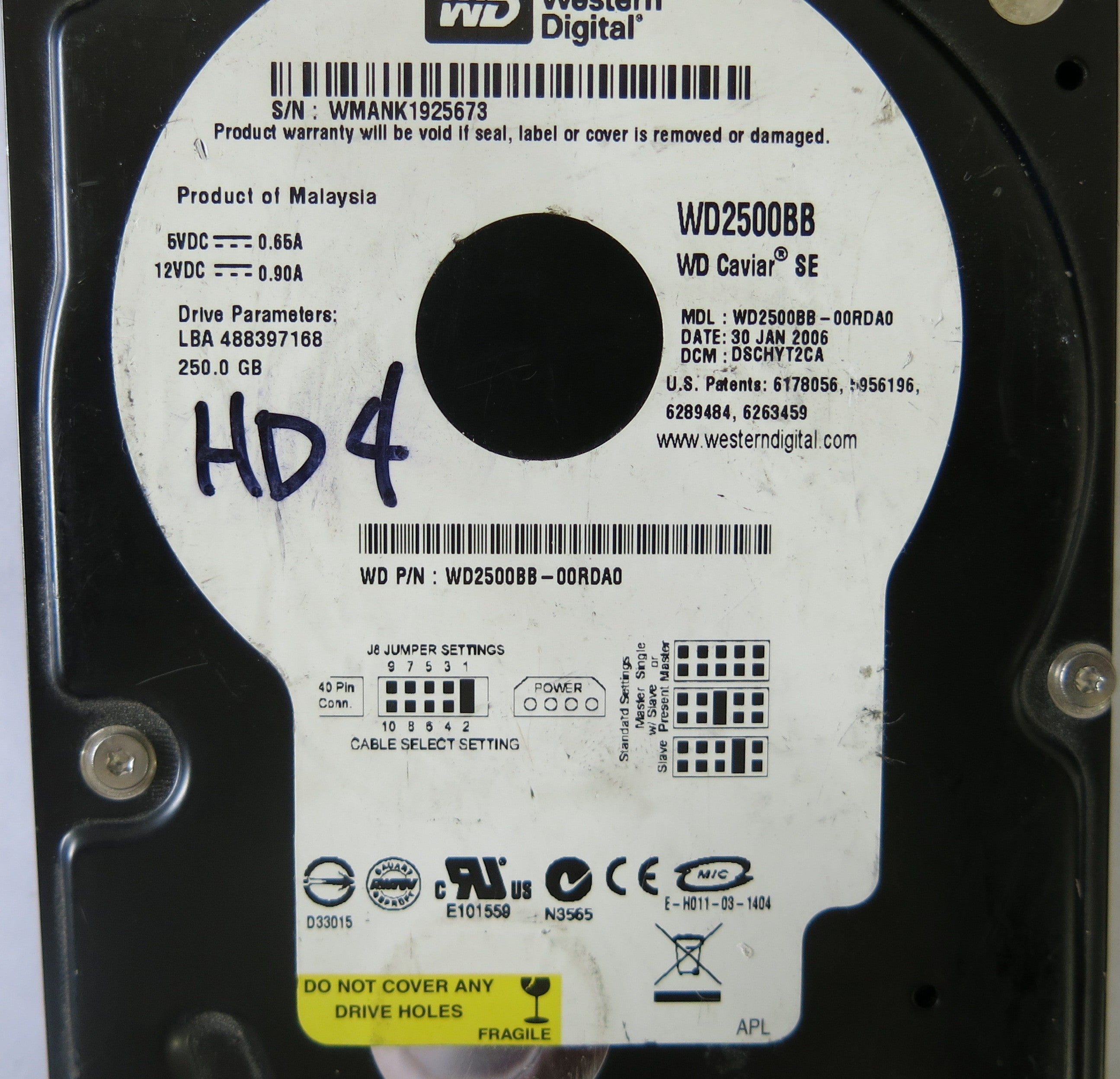 WESTERN DIGITAL WD2500BB-00RDA0 DCM DSCHYT2CA PCB 2060-701292-001 REV A