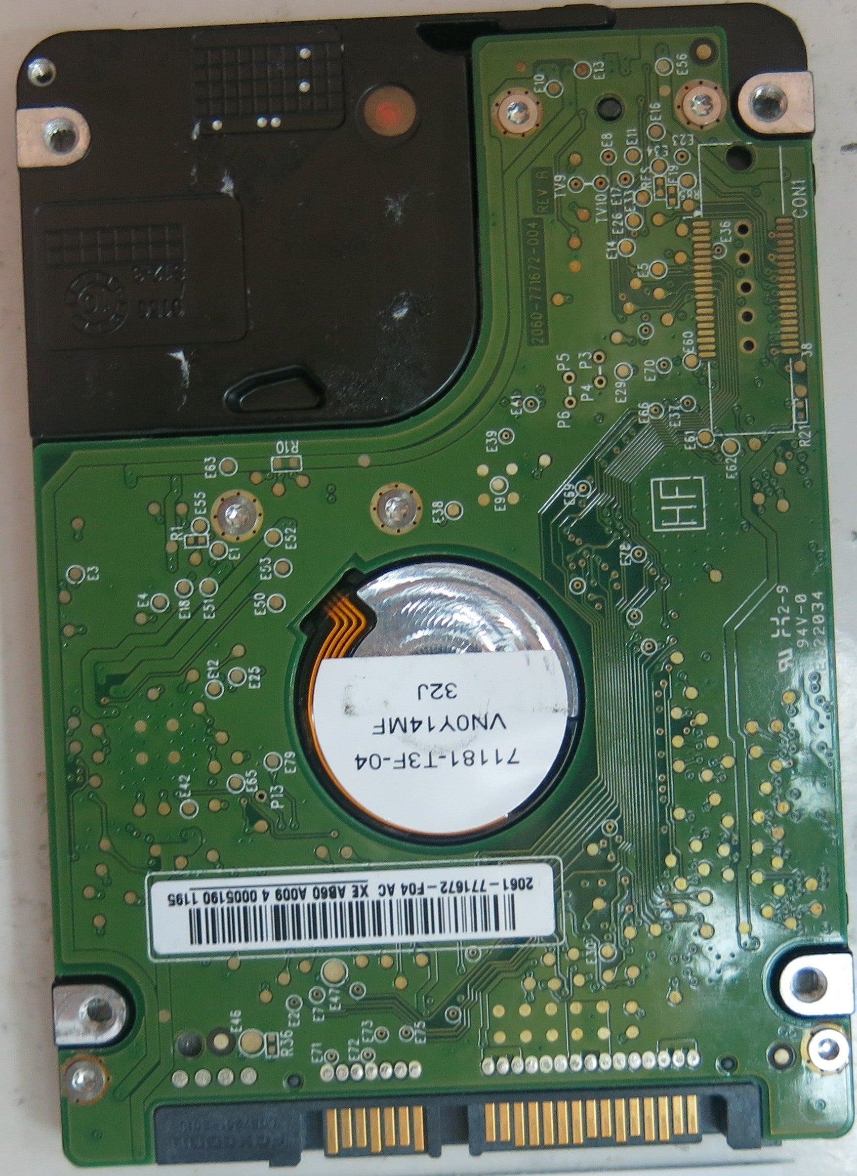 WD2500BEVT-22A23T0, PCB: 2060-771672-004 REV A, SERIAL NUMBER: WXM1AA0K4090, 250GB,