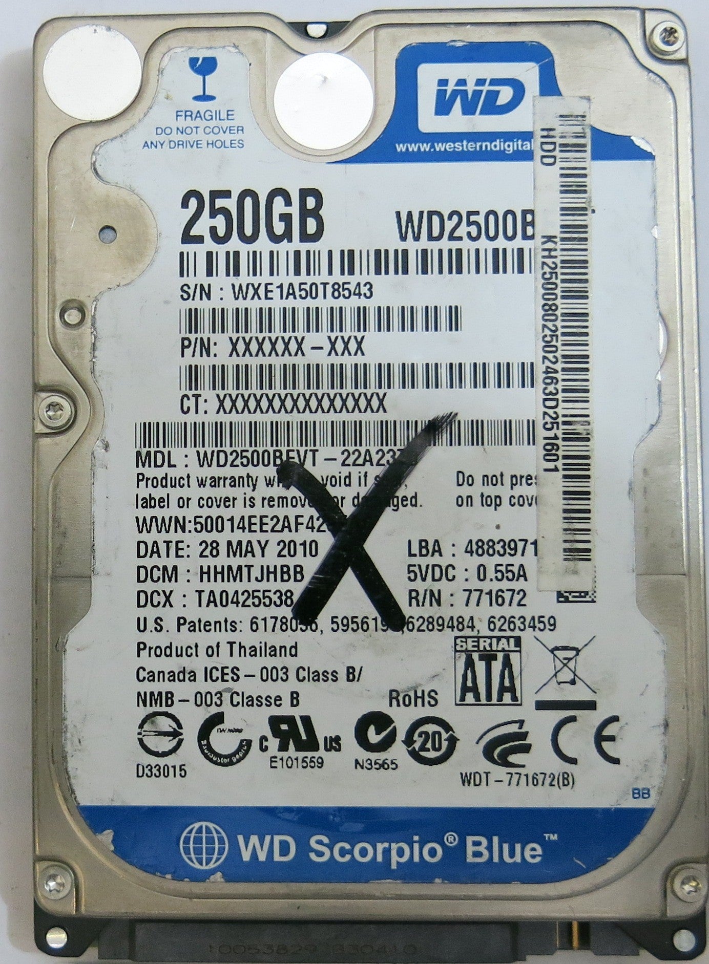WESTERN DIGITAL WD2500BEVT-22A23TO 2060-771672-004 REV A PCB