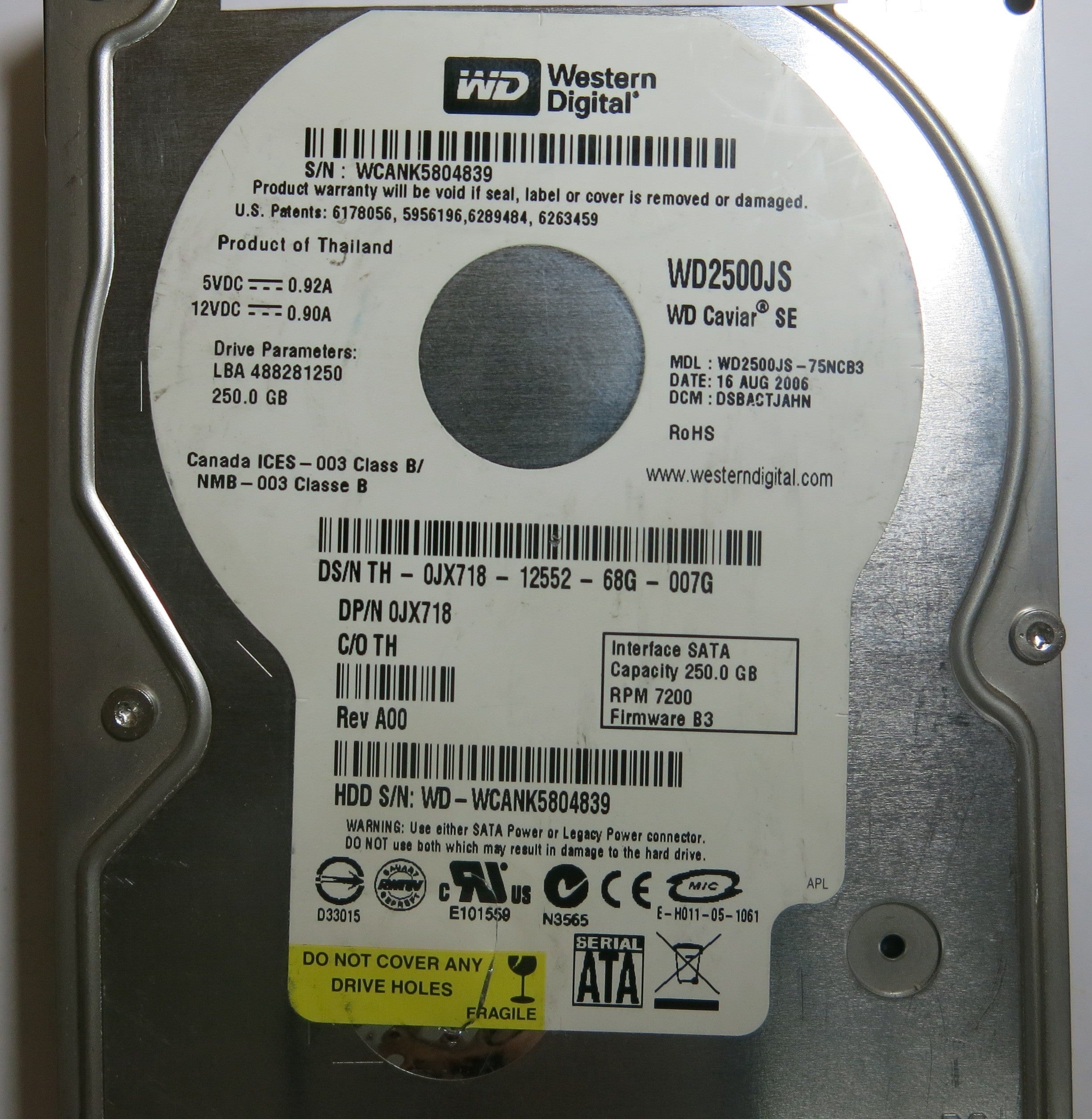 WESTERN DIGITAL WD2500JS-75NCB3 2060-701335-005 REV A PCB