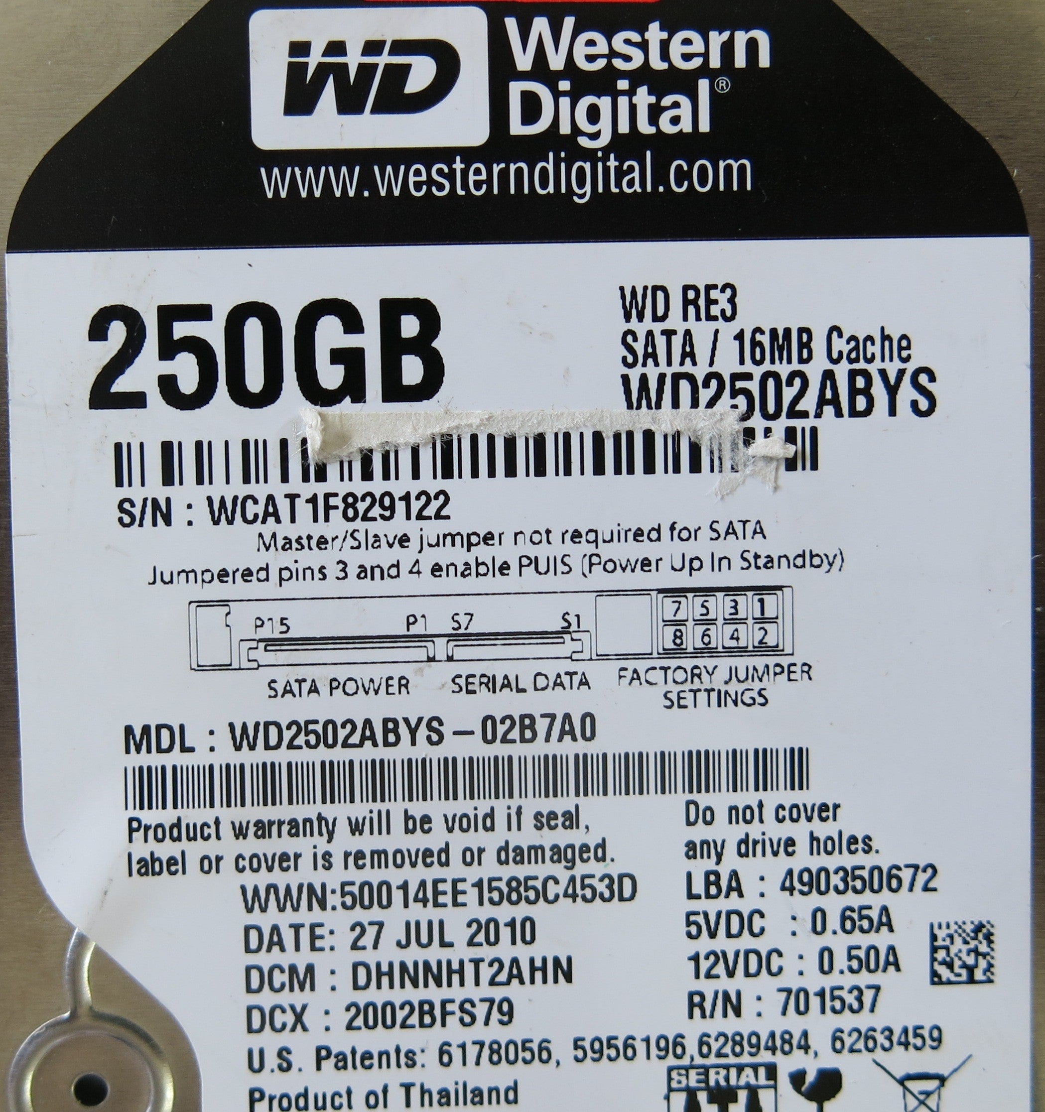 WESTERN DIGITAL WD2502ABYS-02B7A0 2060-701537-004 REV A PCB