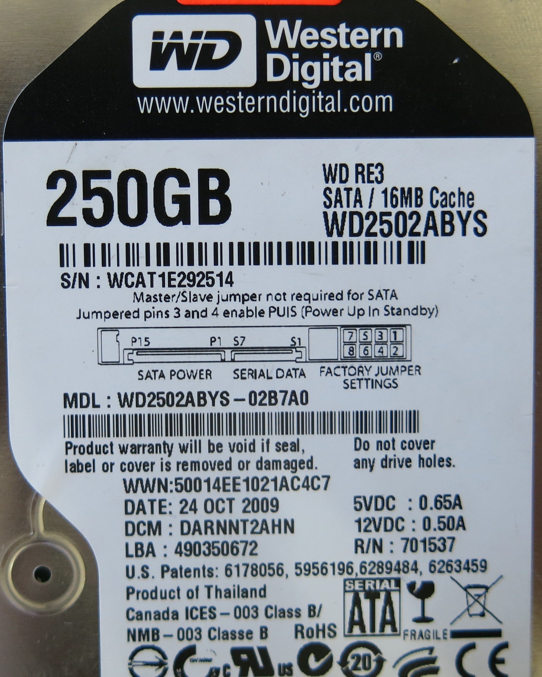 WD2502ABYS-02B7A0 2060-701537-004 REV A PCB