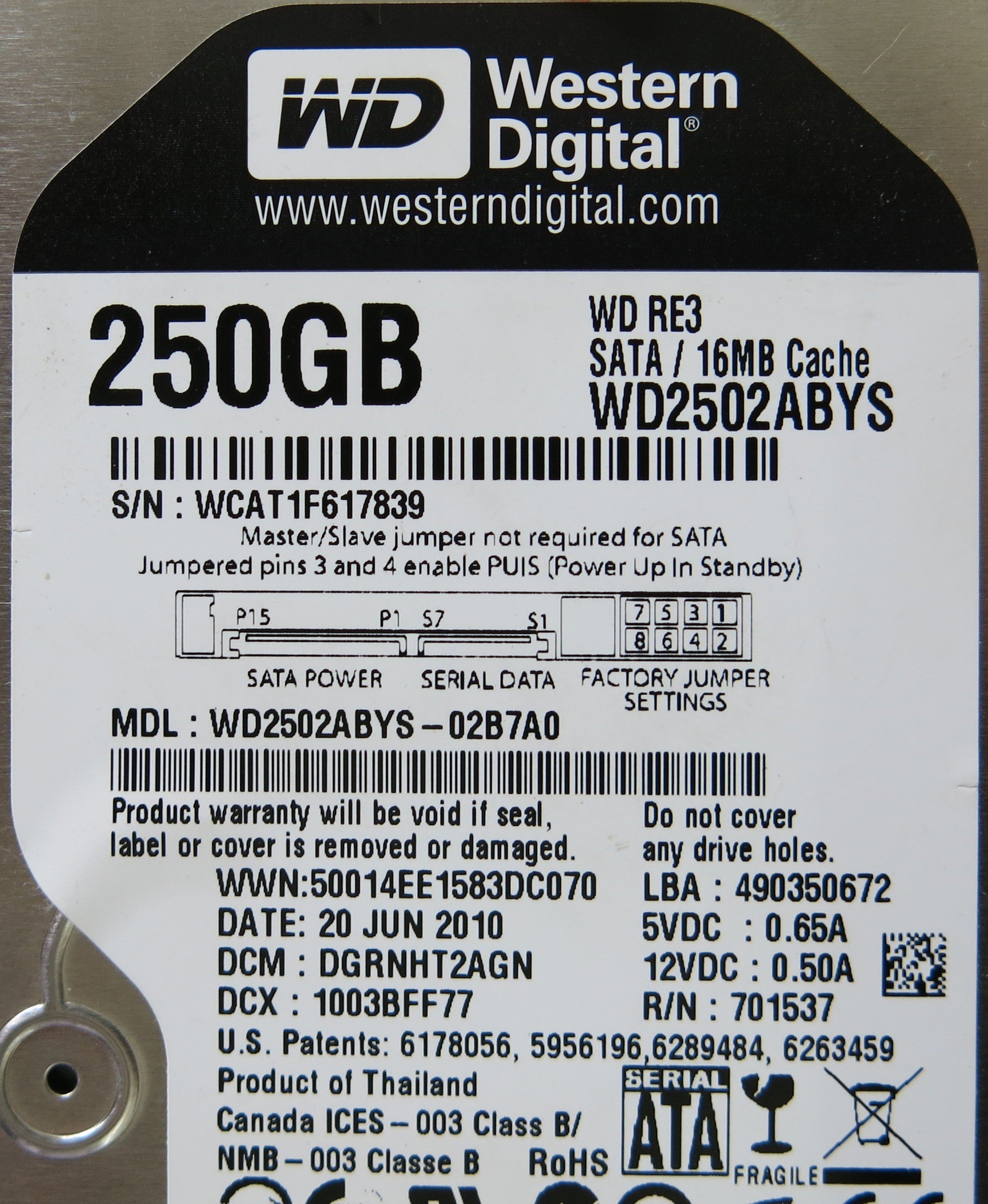 WD2502ABYS-02B7A0 2060-701537-004 REV A PCB