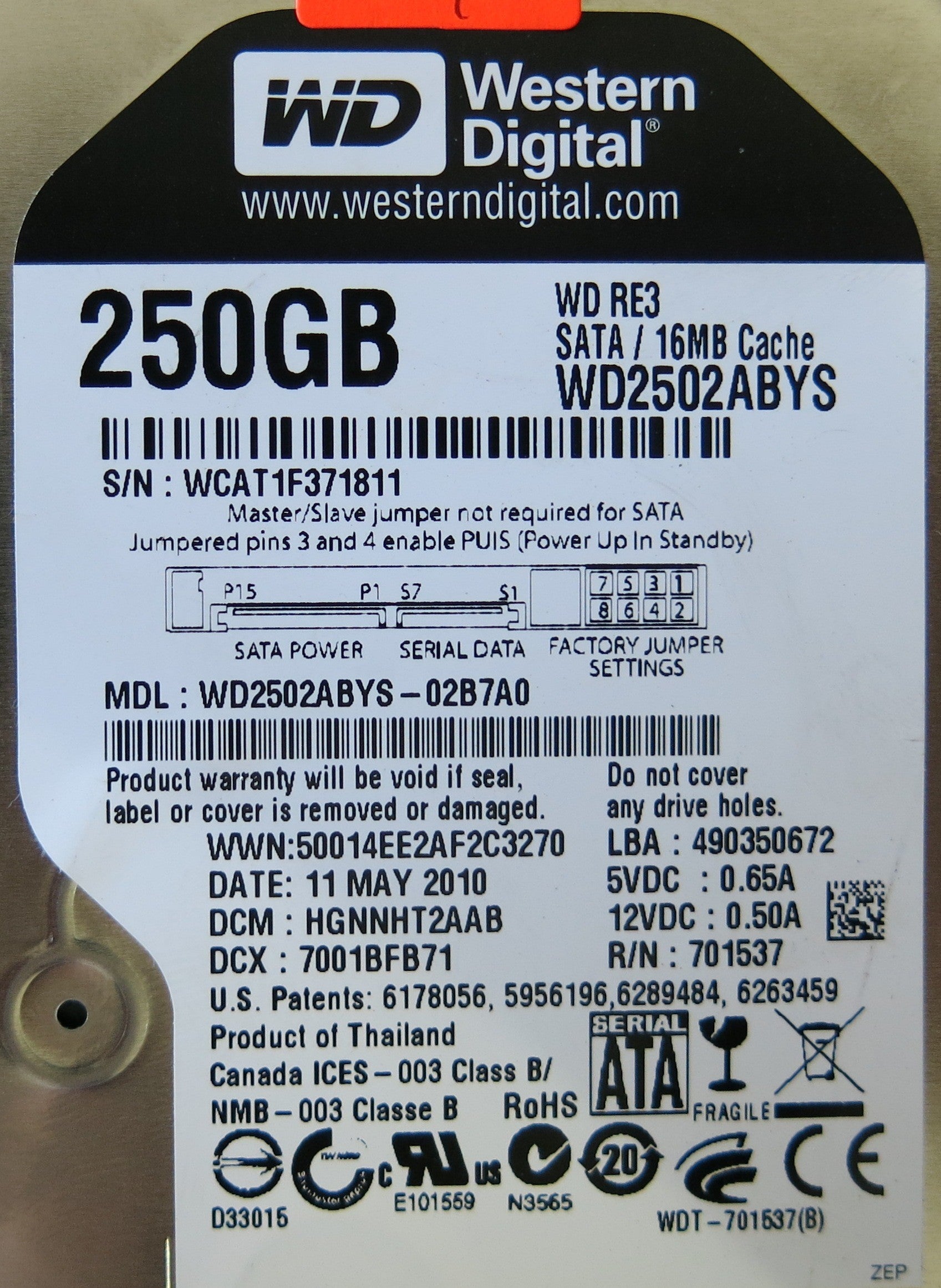 WD2502ABYS-02B7A0 2060-701537-004 REV A PCB