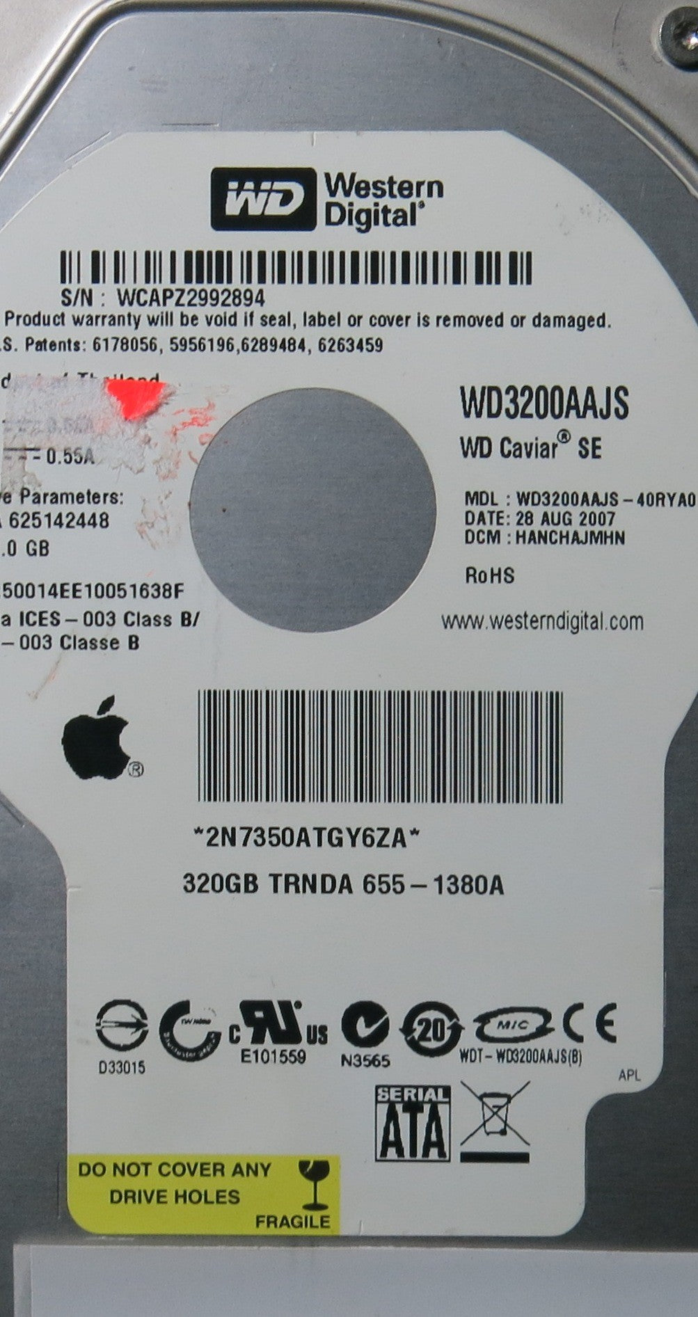 WESTERN DIGITAL WD3200AAJS-40RYAO,  PCB 2060-701444-003 REV A