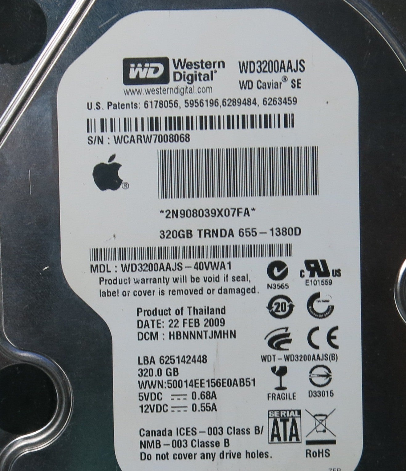 WESTERN DIGITAL WD3200AAJS-40VWA1,  PCB