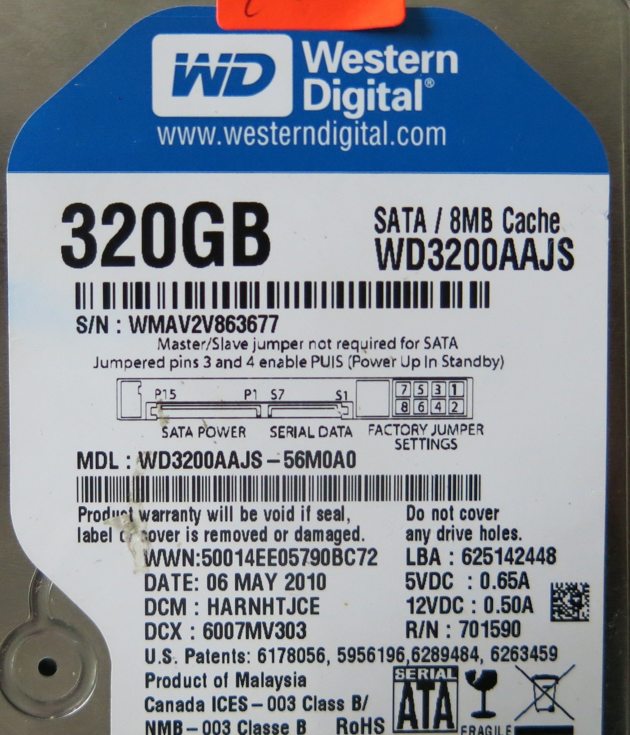 WESTERN DIGITAL WD3200AAJS-56M0A0 2060-701590-001 REV B PCB