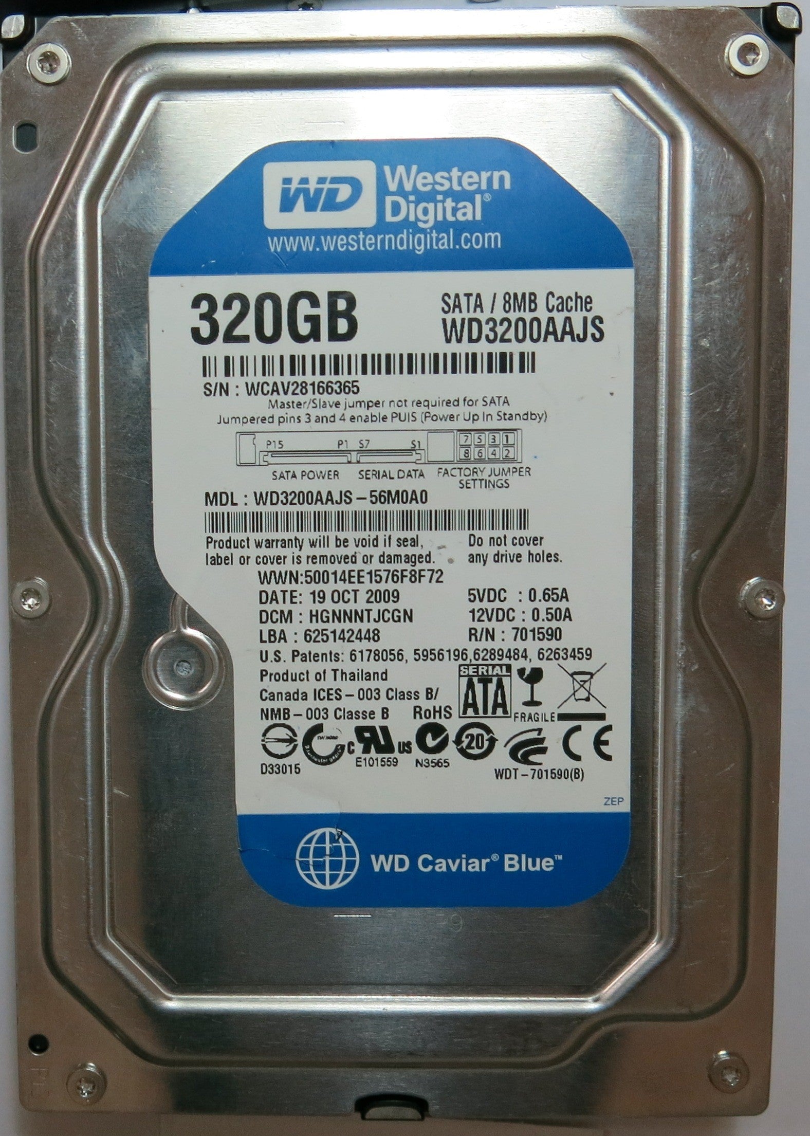 WESTERN DIGITAL WD3200AAJS'56M0A0, DCM 2060-701590-001 REV A,  PCB