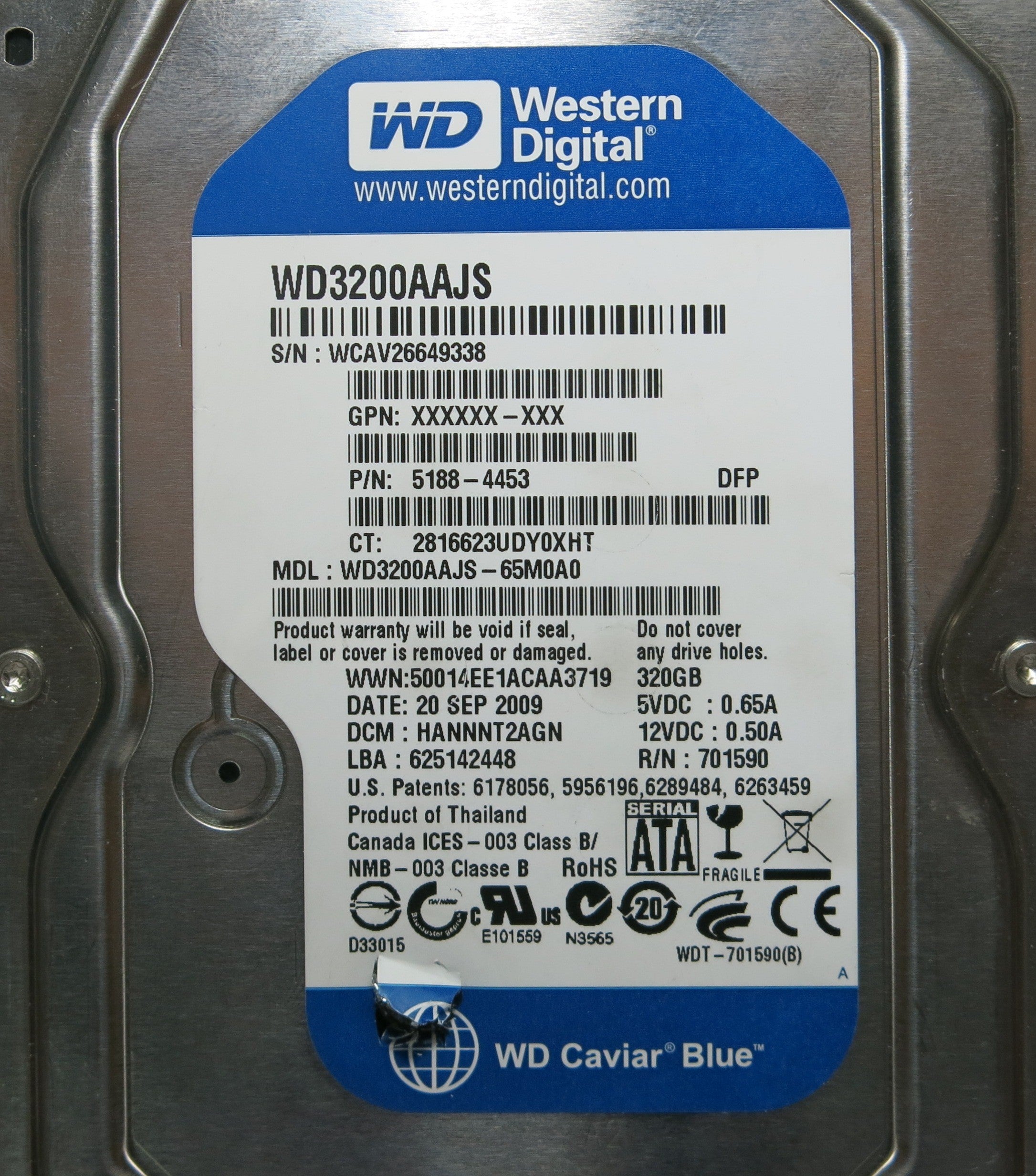 WESTERN DIGITAL WD3200AAJS-65M0A0 2060-701590-001 REV A PCB