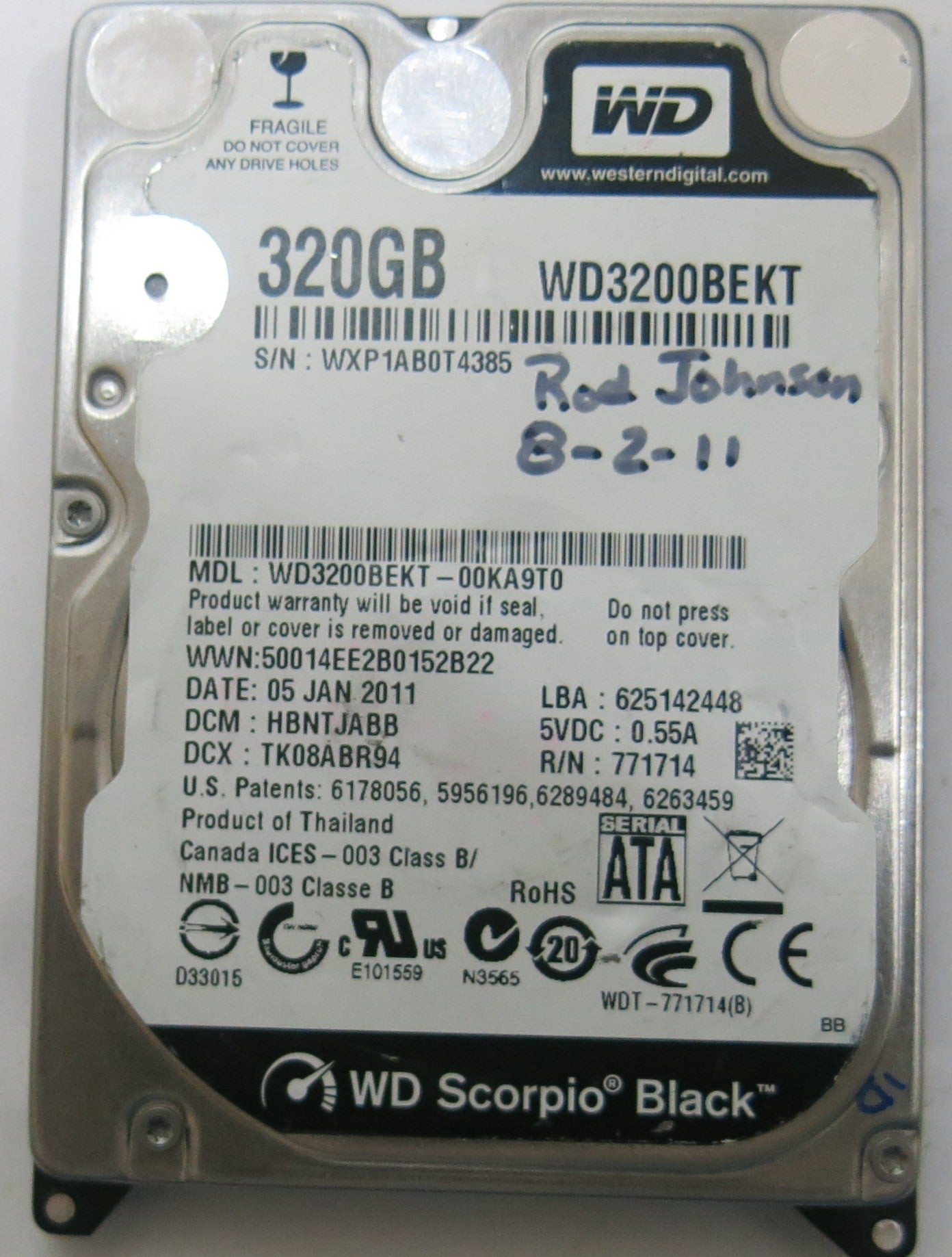 WESTERN DIGITAL WD3200BEKT-00KA9T0 2060-771714-002 REV P1 PCB