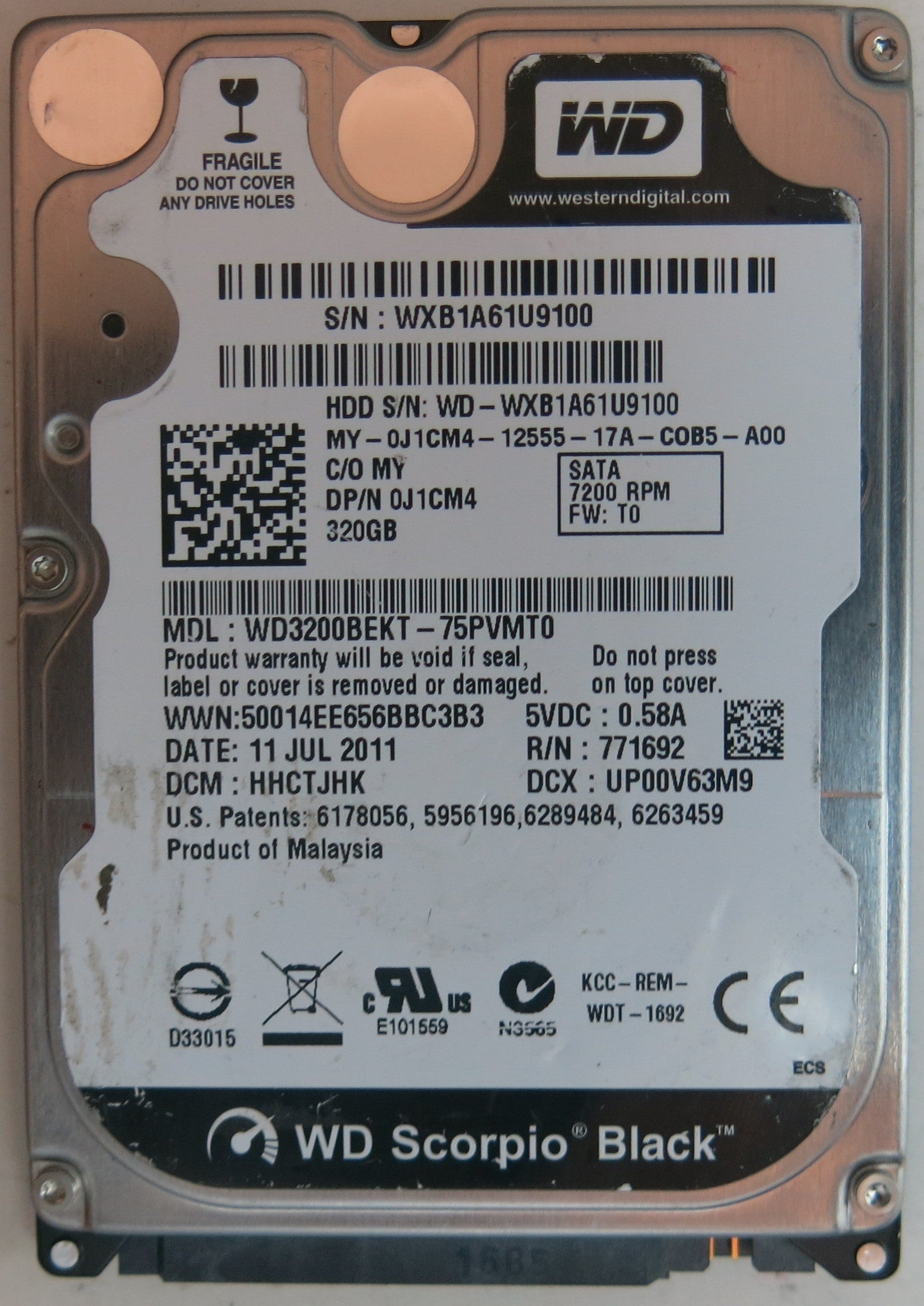 WD3200BEKT-75PVMT0 DCM HHCTJHK 320GB