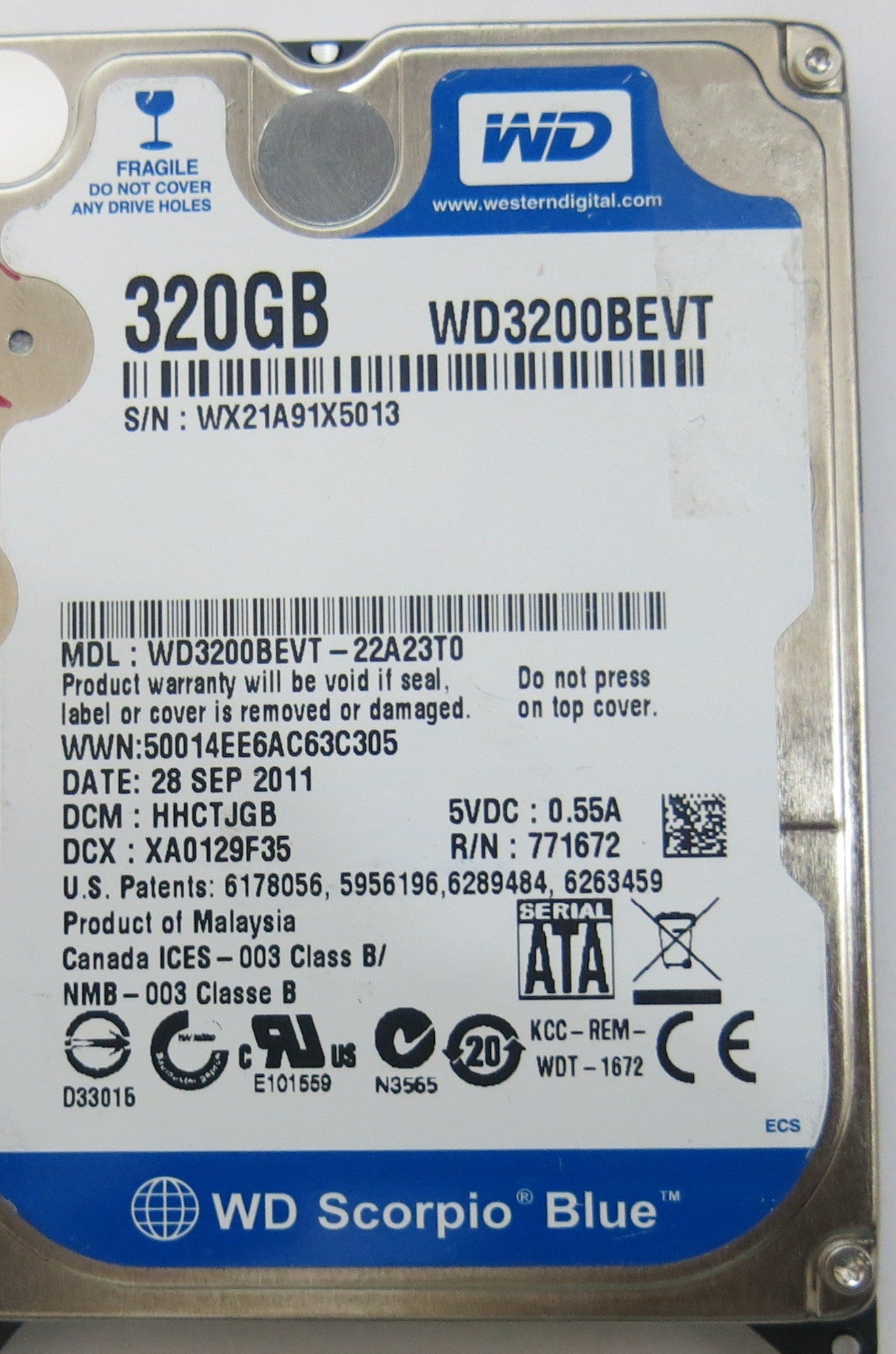 WESTERN DIGITAL WD3200BEVT-22A23T0 2060-771672-004 REV A PCB