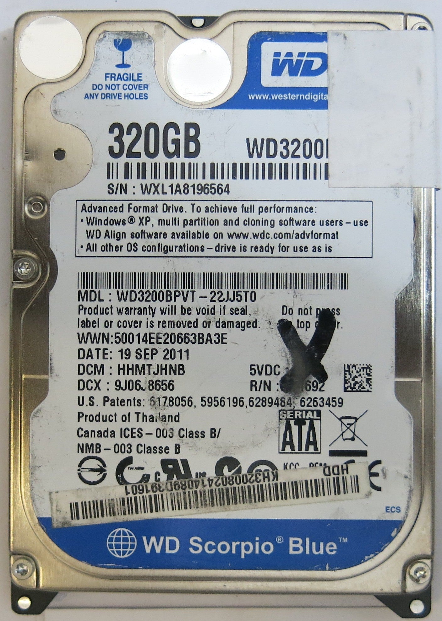 WESTERN DIGITAL WD3200BPVT-22JJ5T0 2060-771820-000 REV A PCB