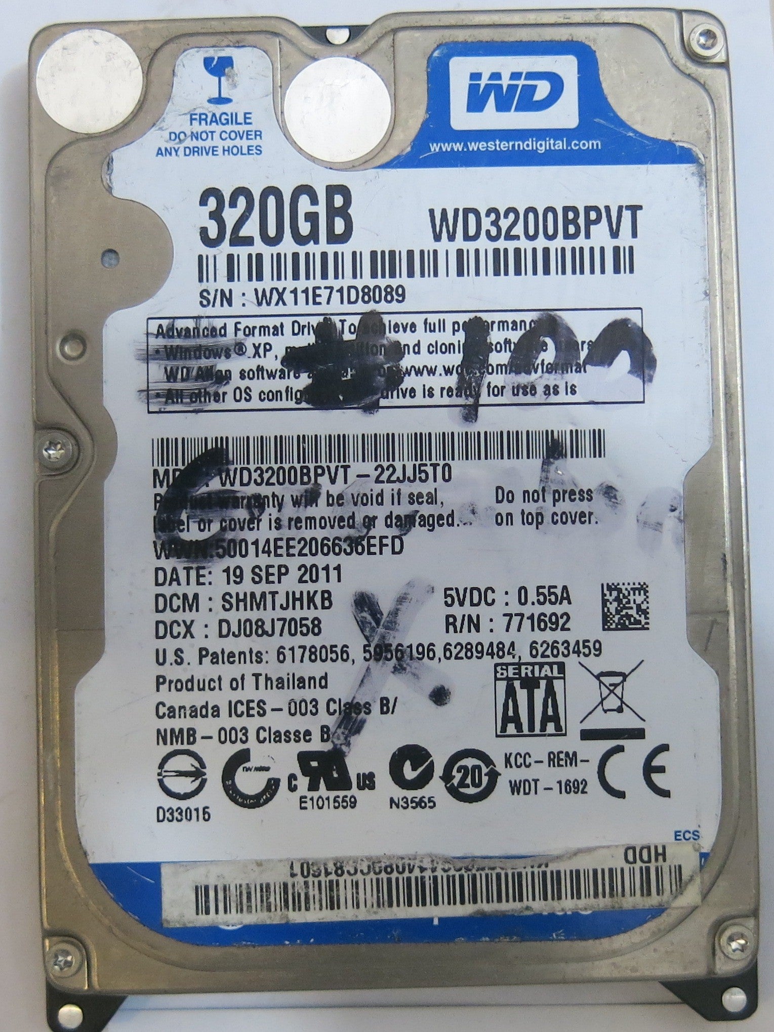 WESTERN DIGITAL WD3200BPVT-22JJ5T0 2060-771820-000 REV P1 PCB