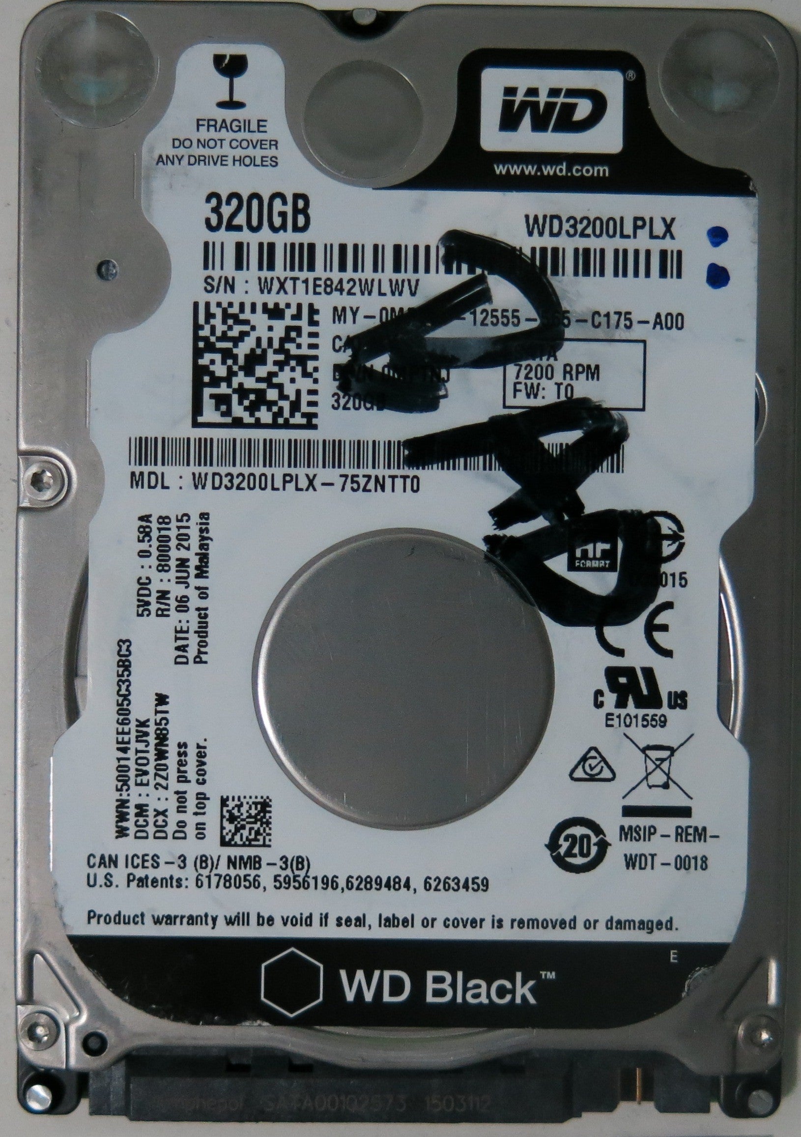 WESTERN DIGITAL WD3200LPLX-75ZNTT0 PCB 2060-800018-001 REV P1,  320.GB